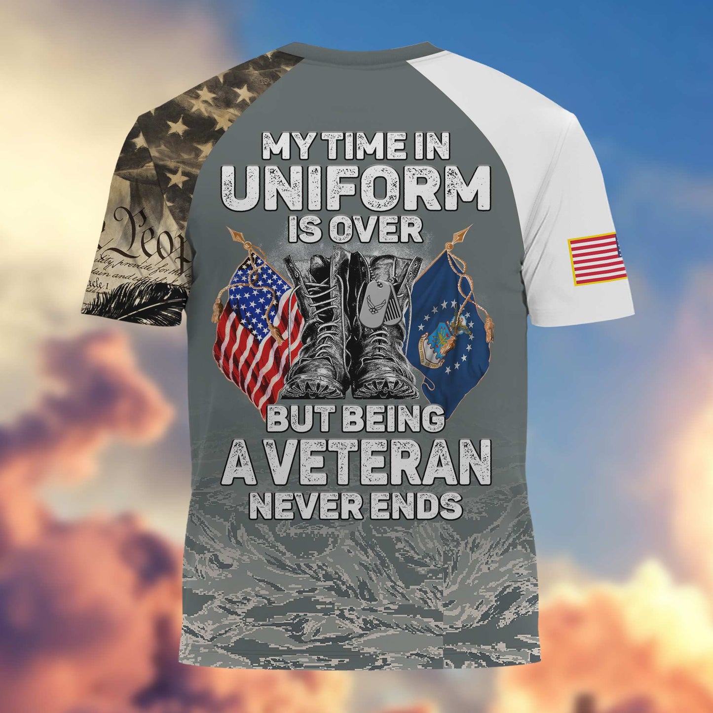 Premium My Time In Uniform Is Over But Being A Veteran Never Ends US Veterans T-Shirt