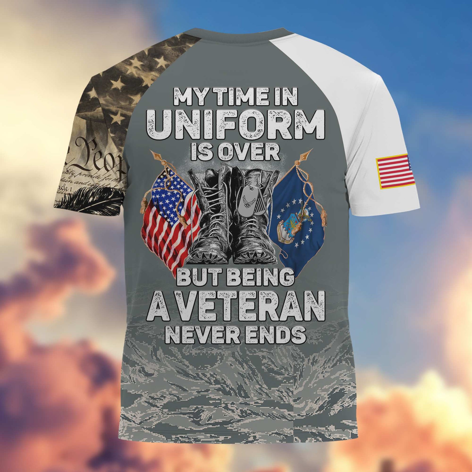 Premium My Time In Uniform Is Over But Being A Veteran Never Ends US Veterans T-Shirt