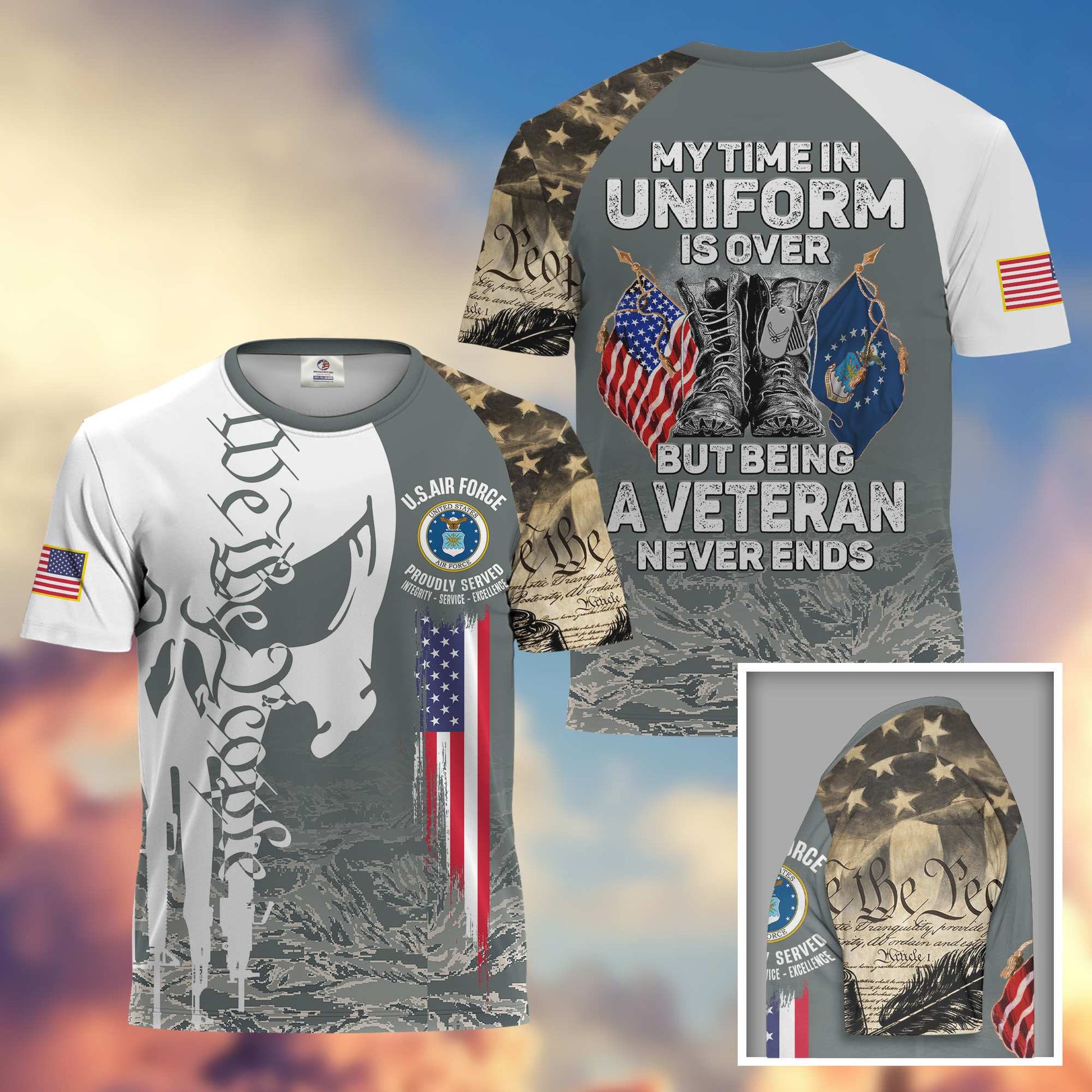 Premium My Time In Uniform Is Over But Being A Veteran Never Ends US Veterans T-Shirt