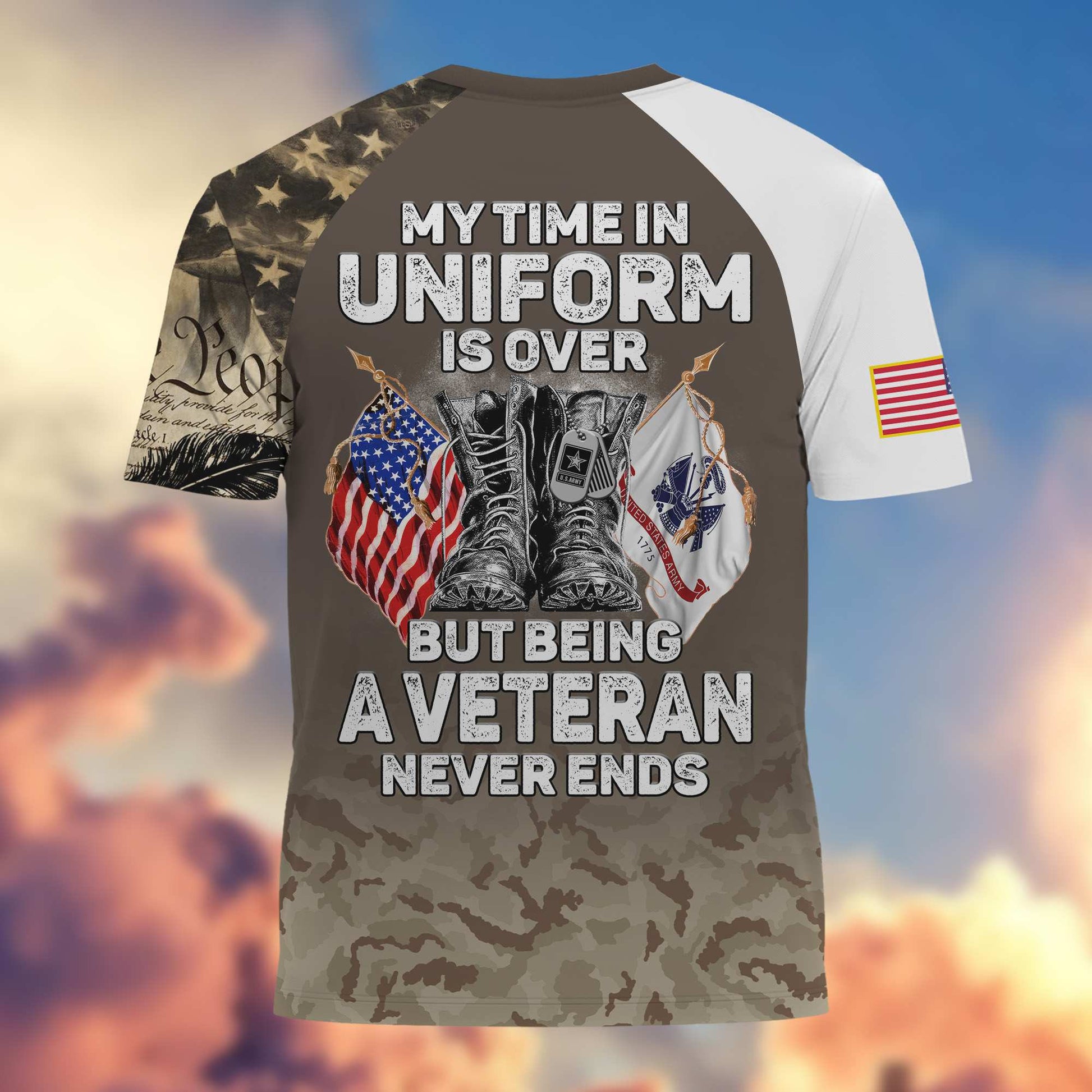 Premium My Time In Uniform Is Over But Being A Veteran Never Ends US Veterans T-Shirt