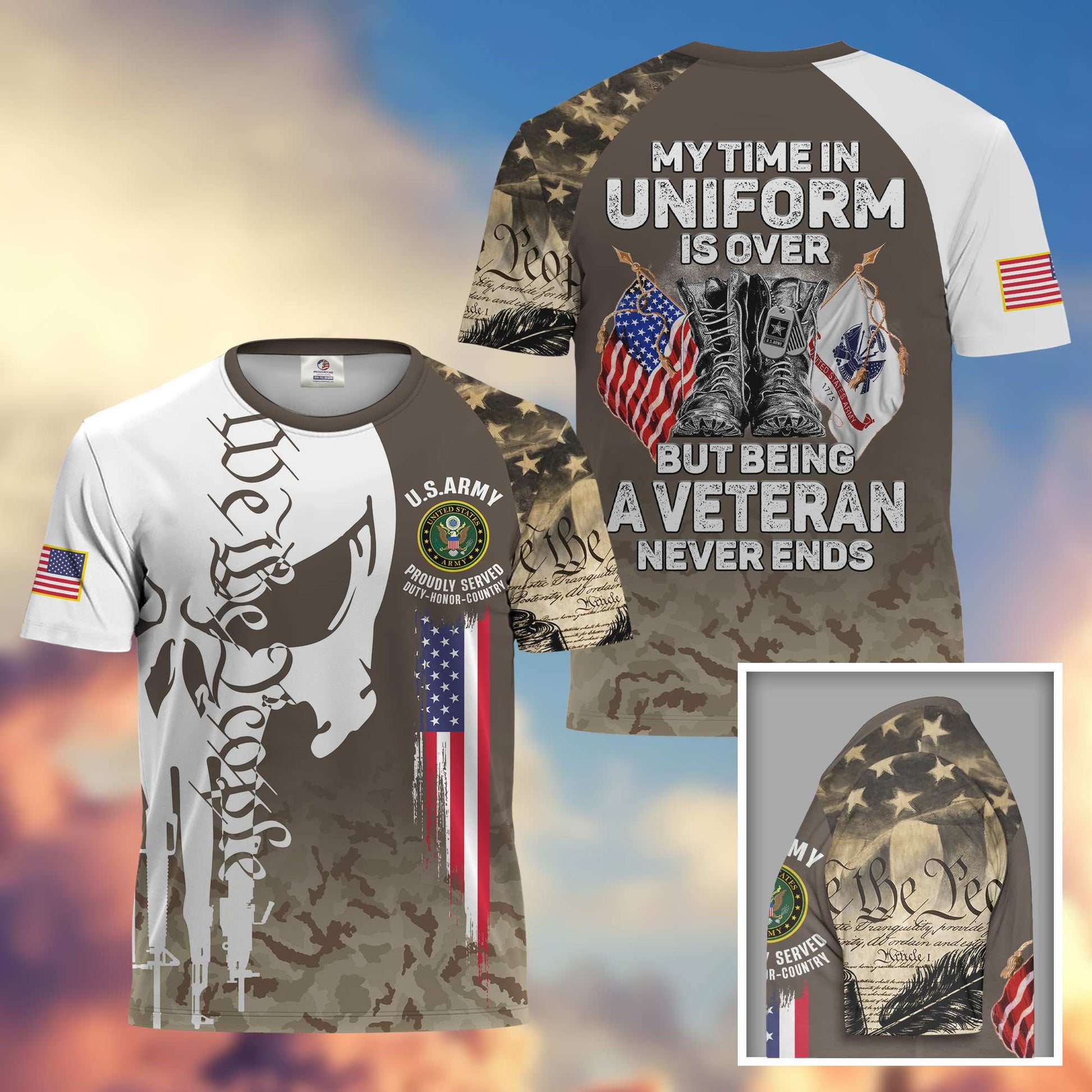 Premium My Time In Uniform Is Over But Being A Veteran Never Ends US Veterans T-Shirt