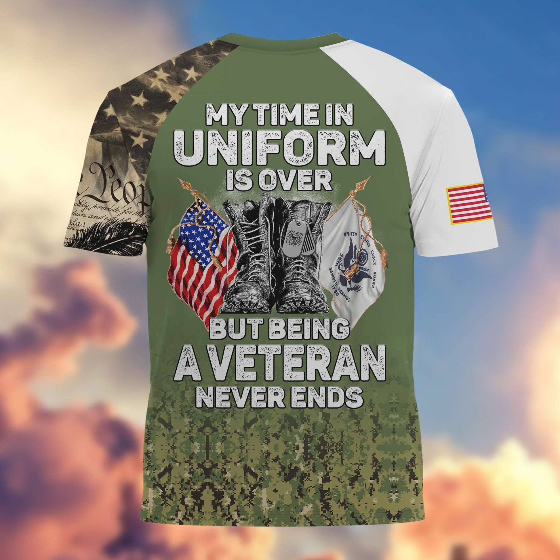 Premium My Time In Uniform Is Over But Being A Veteran Never Ends US Veterans T-Shirt