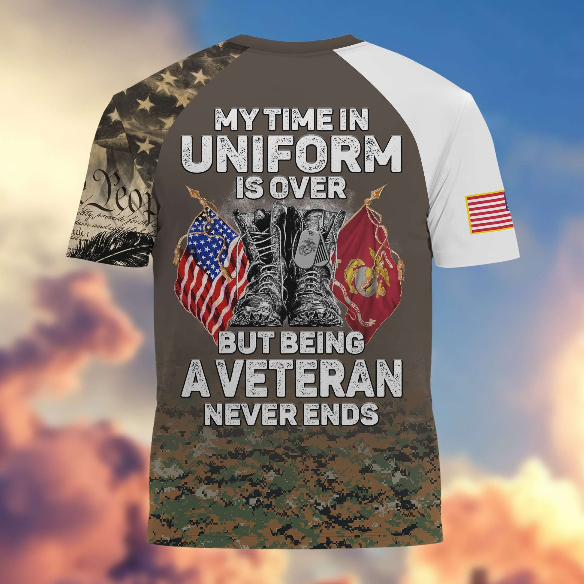 Premium My Time In Uniform Is Over But Being A Veteran Never Ends US Veterans T-Shirt