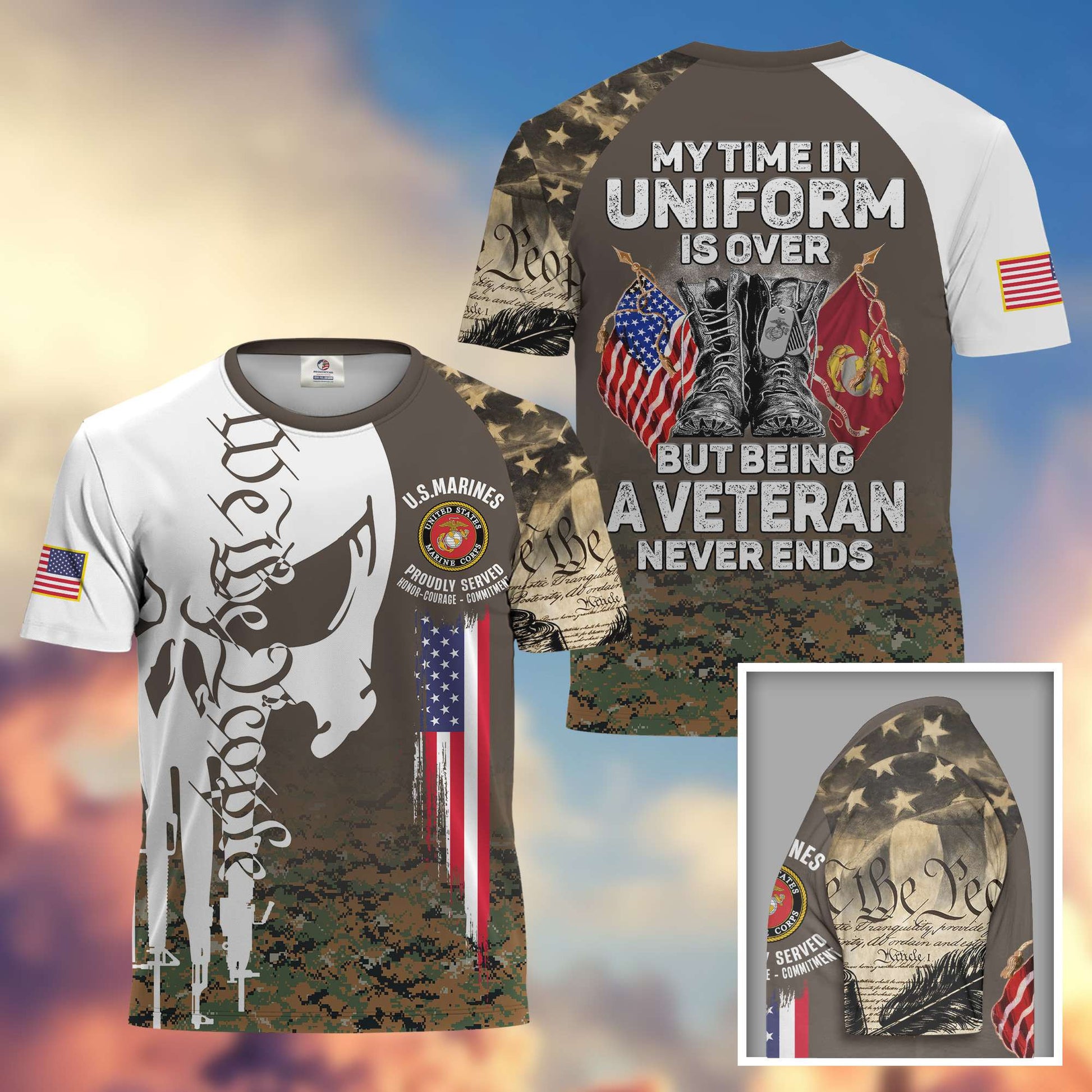 Premium My Time In Uniform Is Over But Being A Veteran Never Ends US Veterans T-Shirt