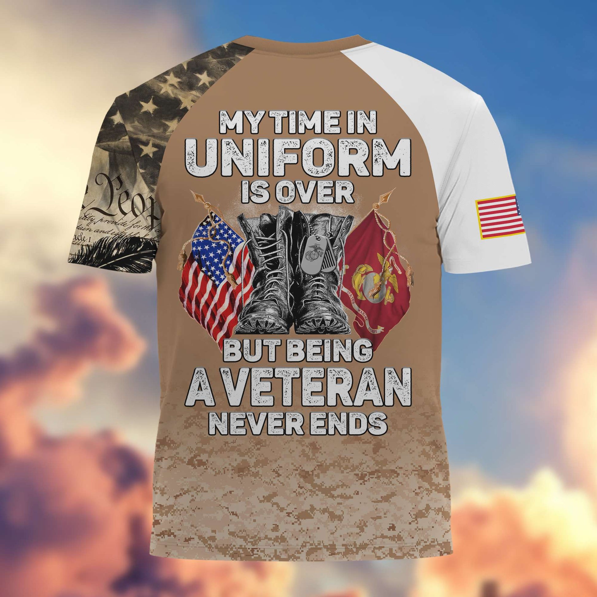 Premium My Time In Uniform Is Over But Being A Veteran Never Ends US Veterans T-Shirt