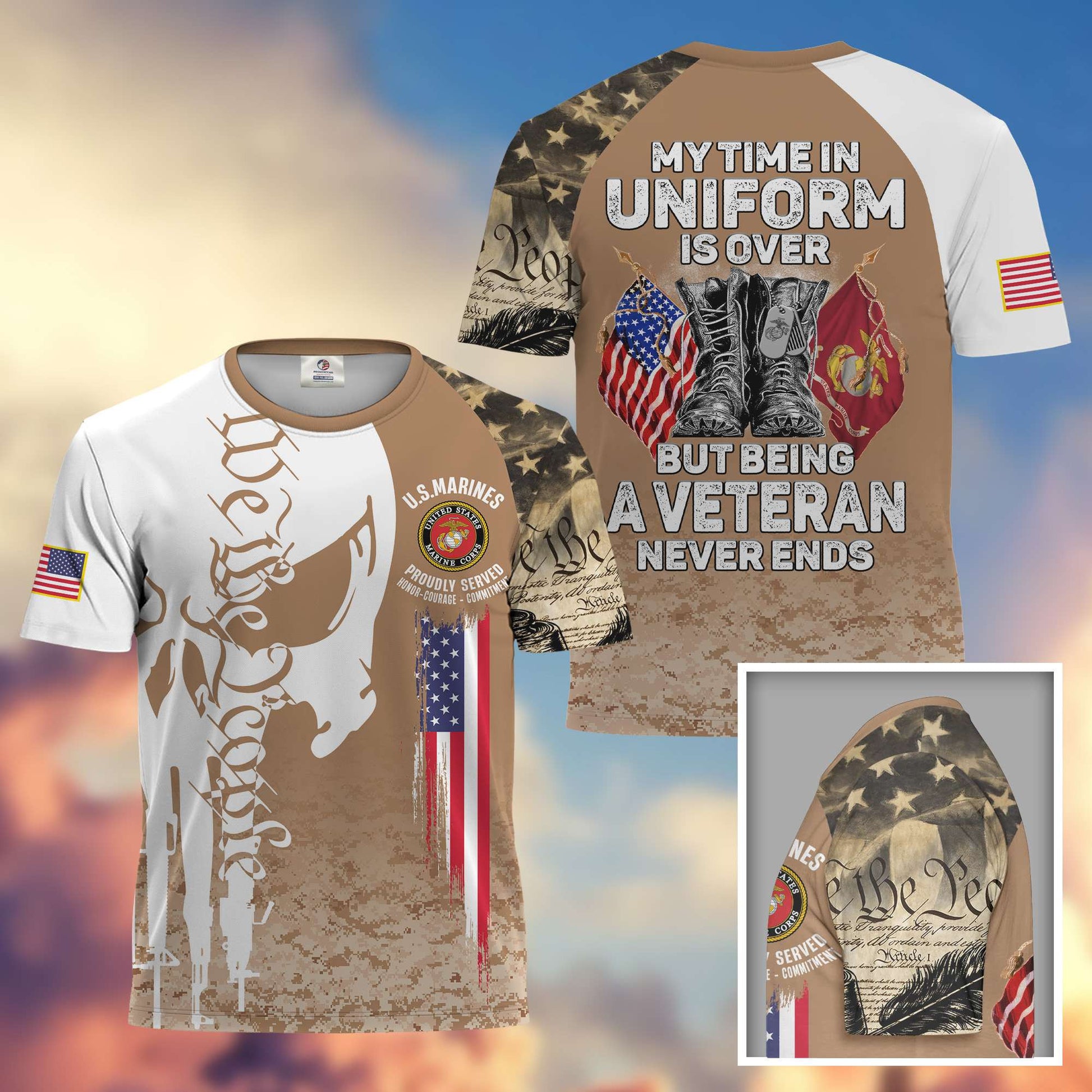 Premium My Time In Uniform Is Over But Being A Veteran Never Ends US Veterans T-Shirt
