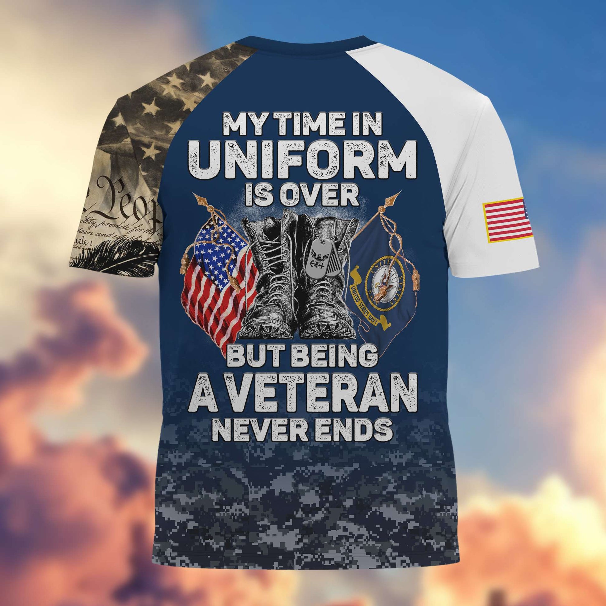Premium My Time In Uniform Is Over But Being A Veteran Never Ends US Veterans T-Shirt