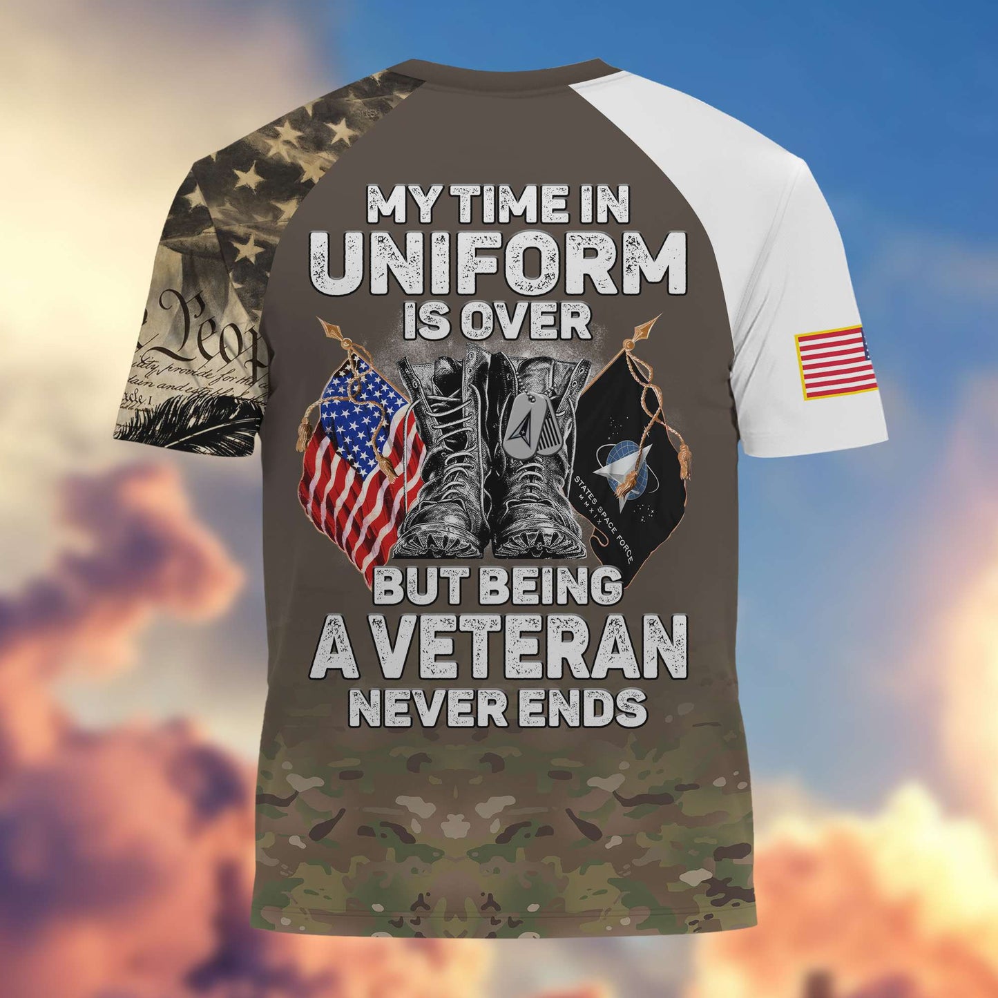 Premium My Time In Uniform Is Over But Being A Veteran Never Ends US Veterans T-Shirt