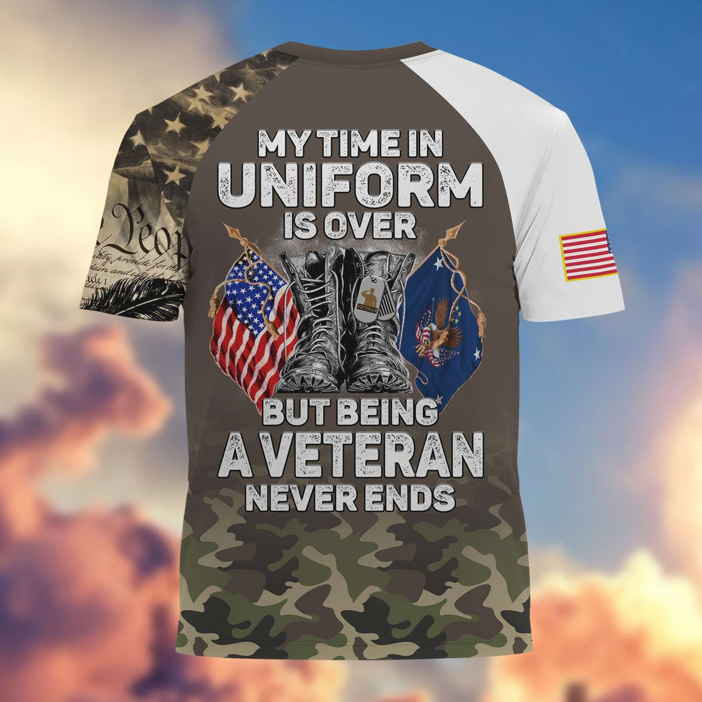Premium My Time In Uniform Is Over But Being A Veteran Never Ends US Veterans T-Shirt