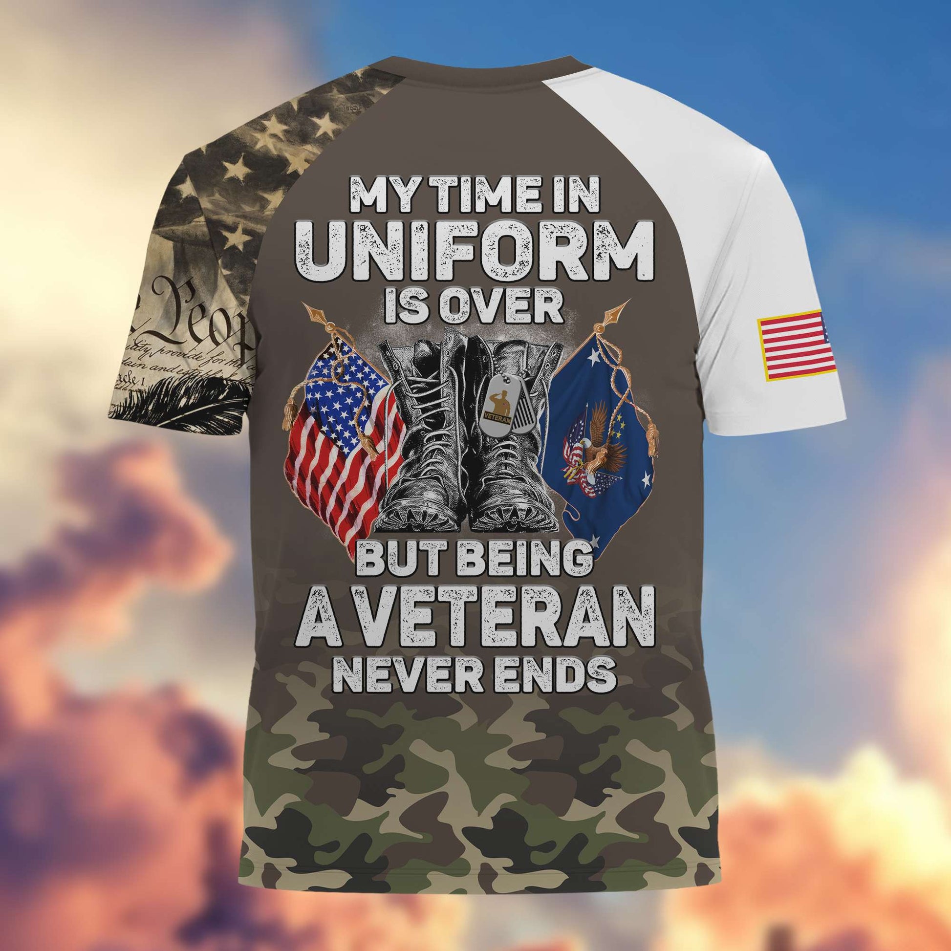 Premium My Time In Uniform Is Over But Being A Veteran Never Ends US Veterans T-Shirt