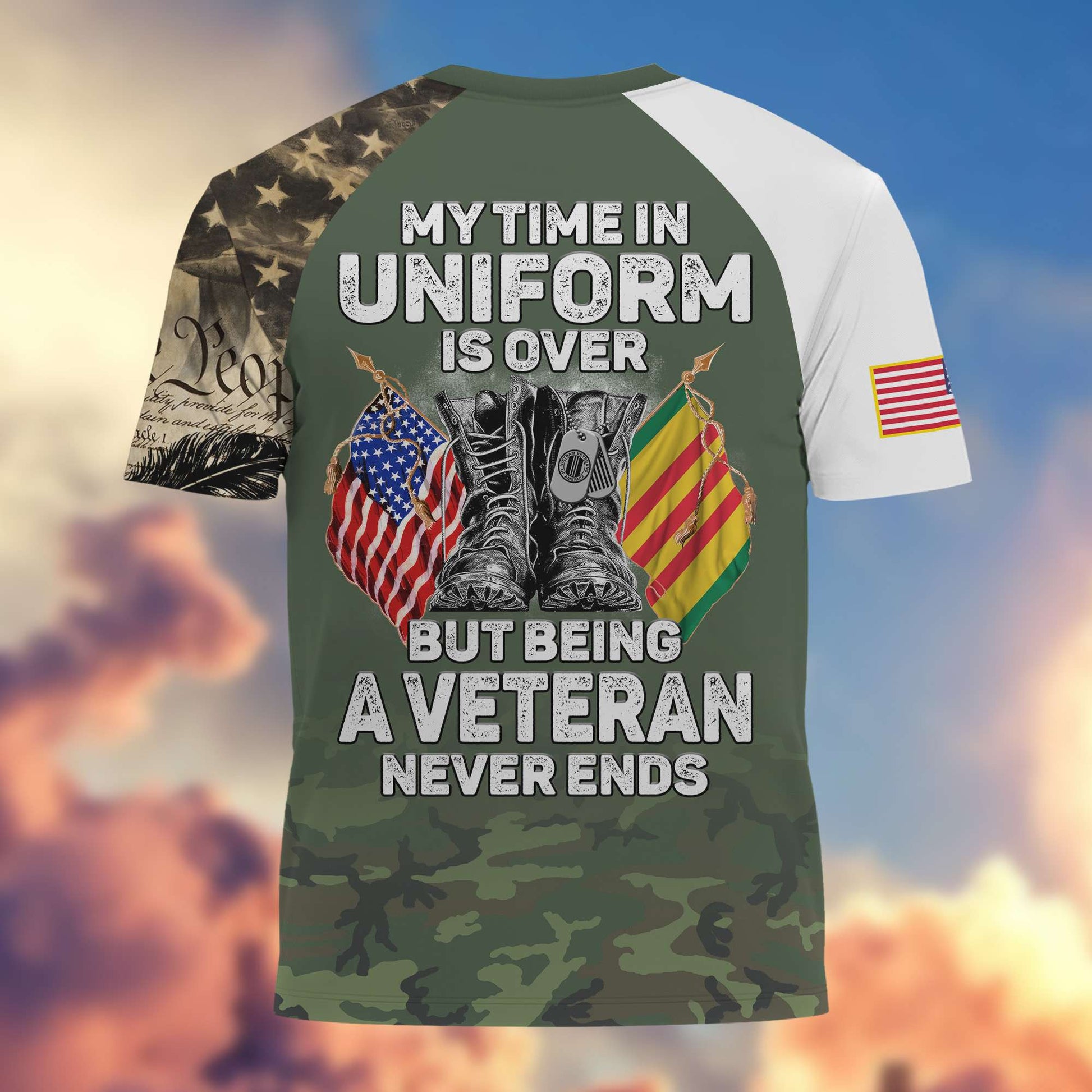 Premium My Time In Uniform Is Over But Being A Veteran Never Ends US Veterans T-Shirt