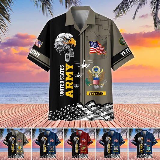 Premium US Veterans Hawaiian Shirt With Pocket , Gifts For US Veterans, Gifts On Independence Day, Veterans Day.
