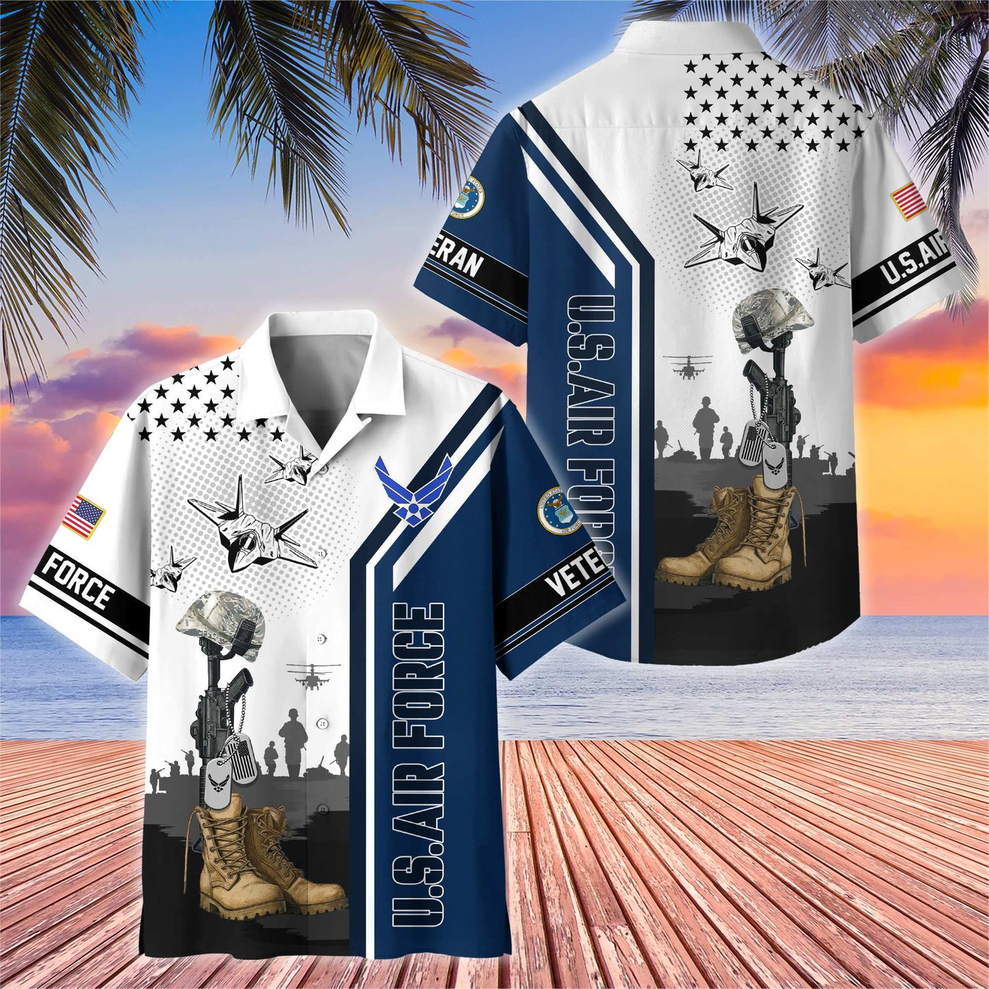 Premium US Veterans Hawaiian Shirt , Gifts For US Veterans, Gifts On Veterans Day.