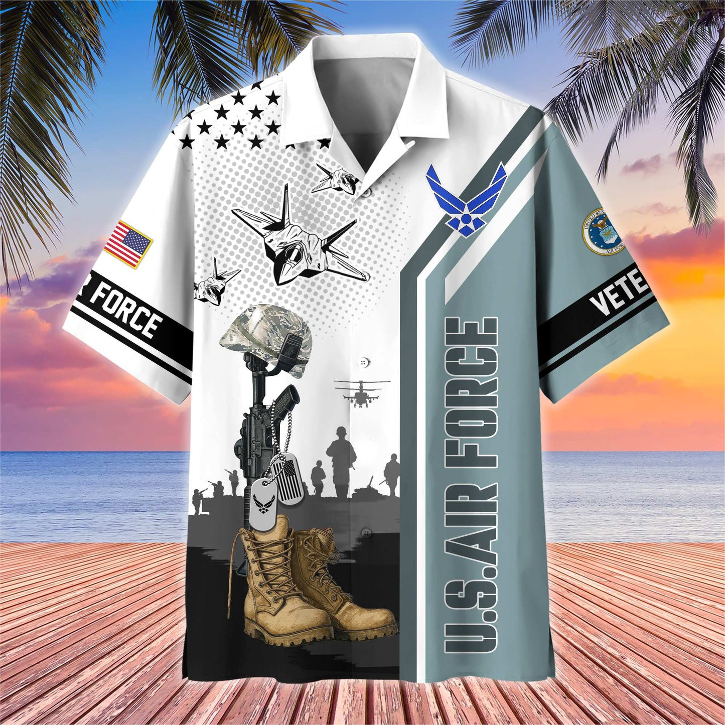 Premium US Veterans Hawaiian Shirt , Gifts For US Veterans, Gifts On Veterans Day.