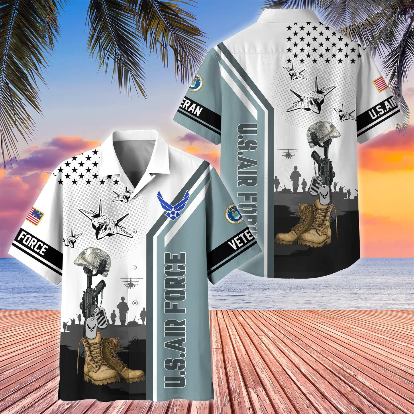 Premium US Veterans Hawaiian Shirt , Gifts For US Veterans, Gifts On Veterans Day.