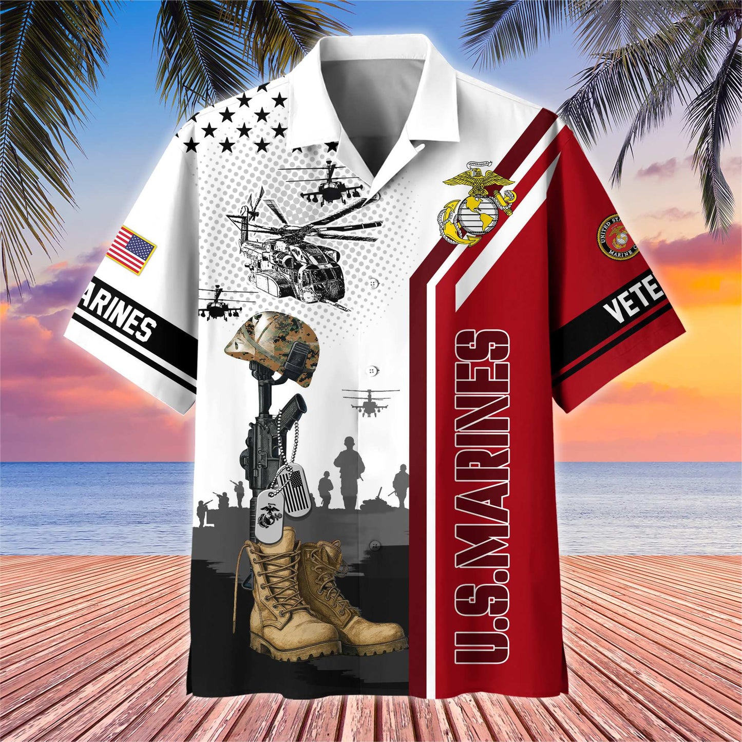 Premium US Veterans Hawaiian Shirt , Gifts For US Veterans, Gifts On Veterans Day.