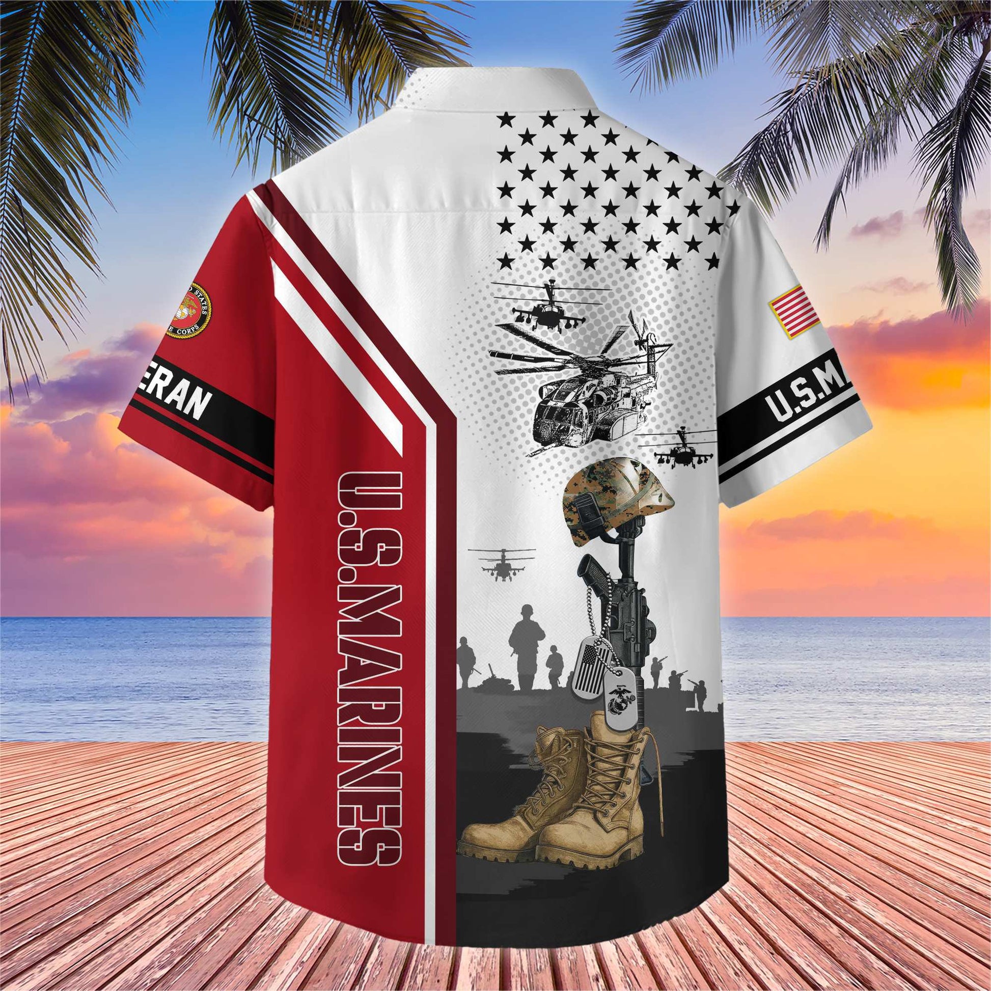 Premium US Veterans Hawaiian Shirt , Gifts For US Veterans, Gifts On Veterans Day.