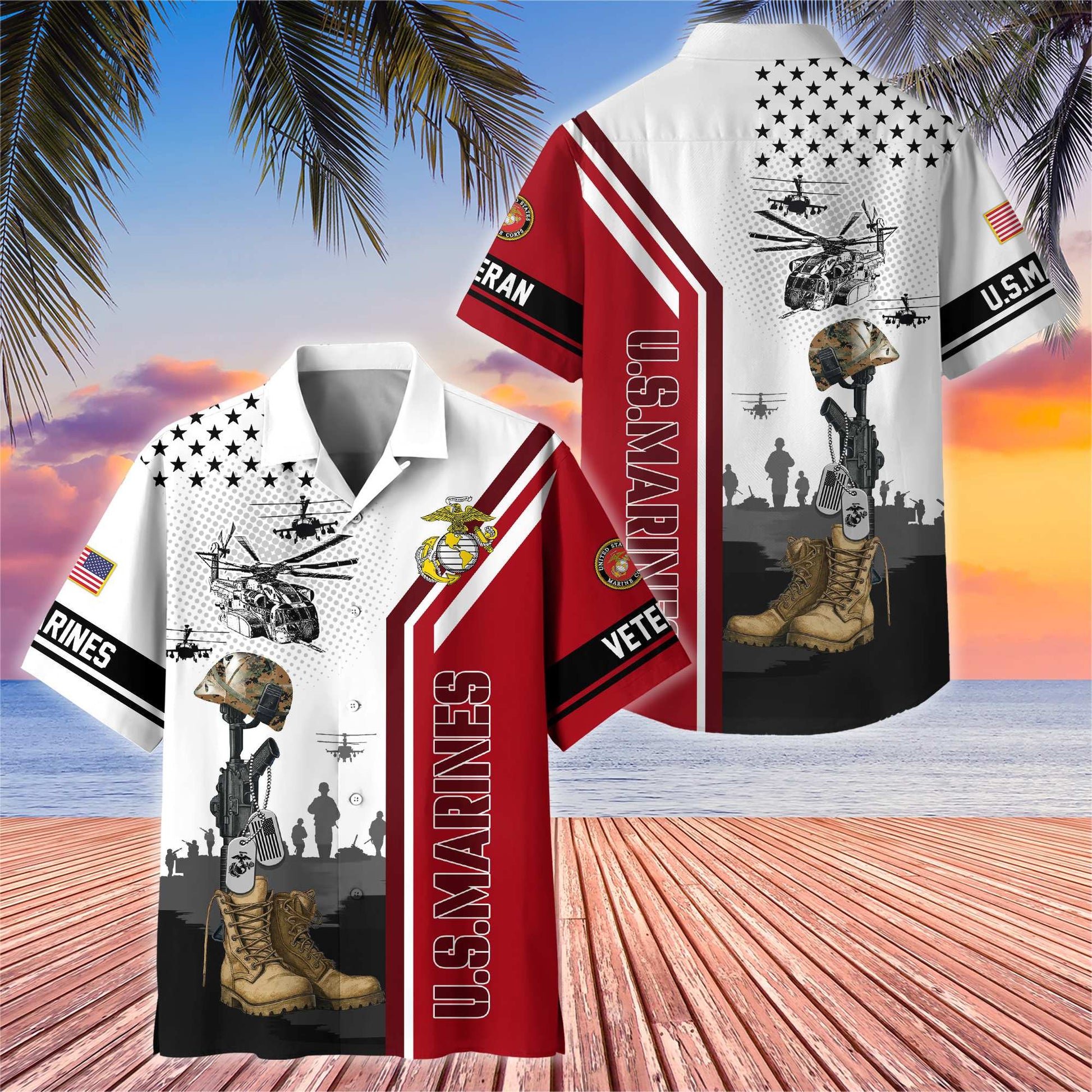 Premium US Veterans Hawaiian Shirt , Gifts For US Veterans, Gifts On Veterans Day.