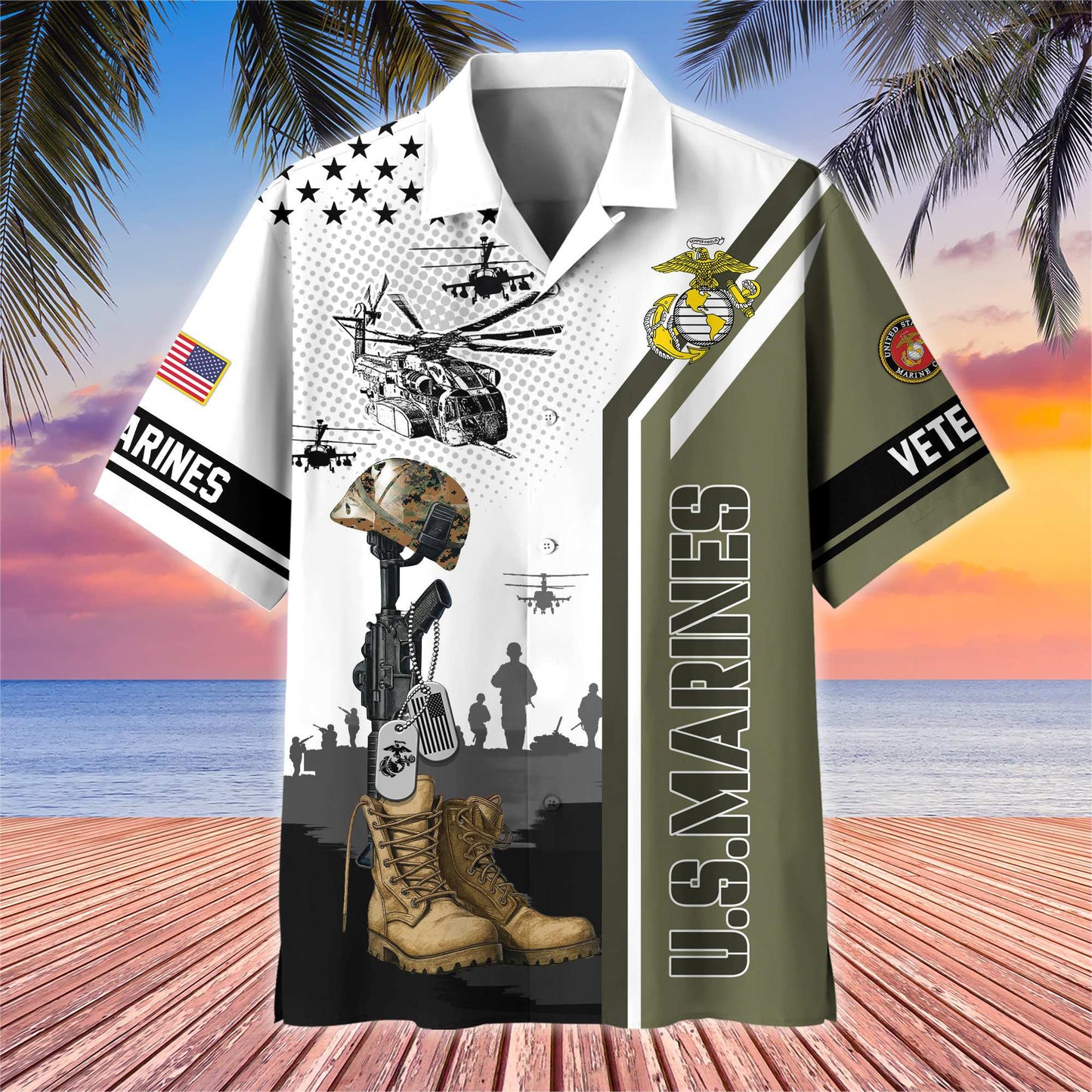 Premium US Veterans Hawaiian Shirt , Gifts For US Veterans, Gifts On Veterans Day.