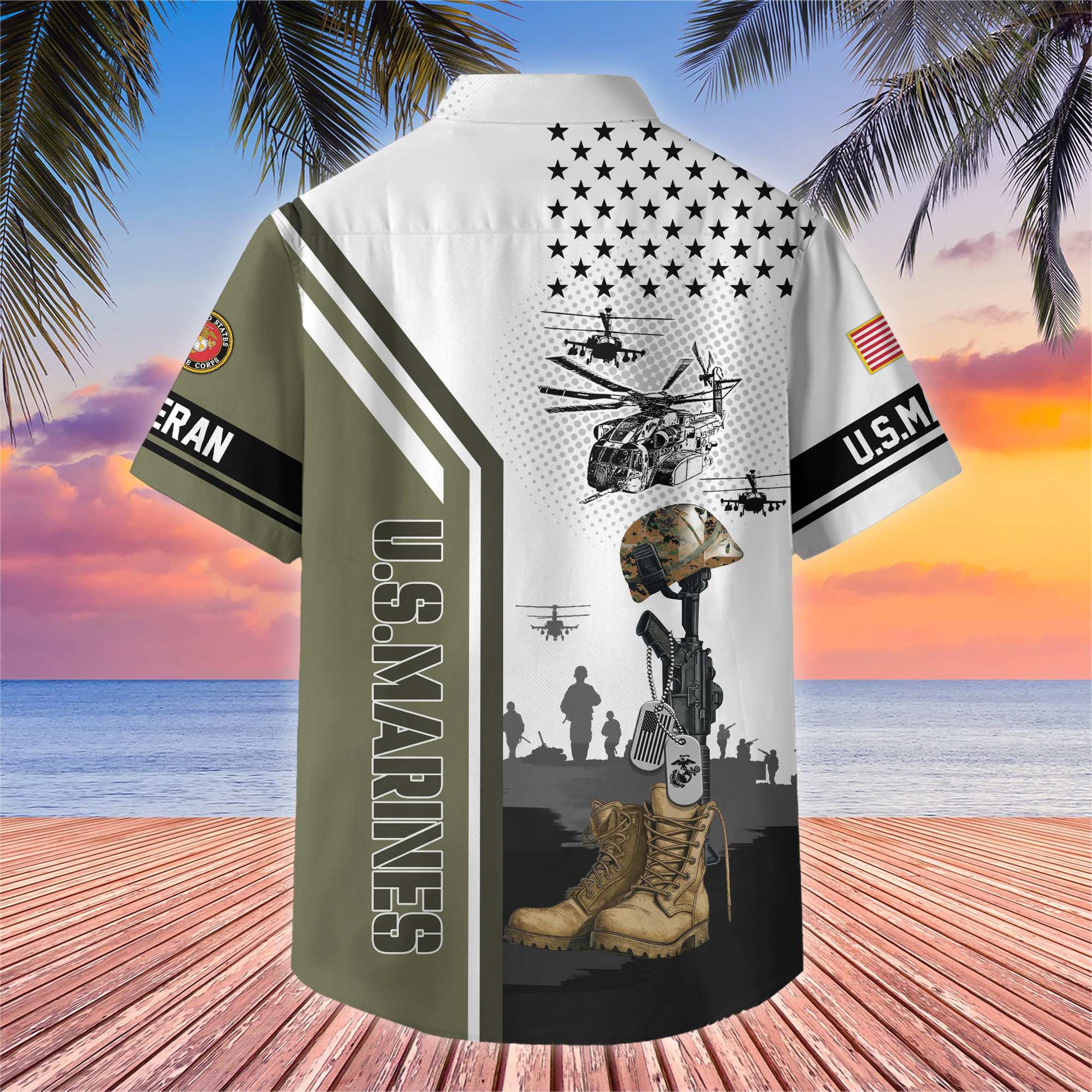 Premium US Veterans Hawaiian Shirt , Gifts For US Veterans, Gifts On Veterans Day.