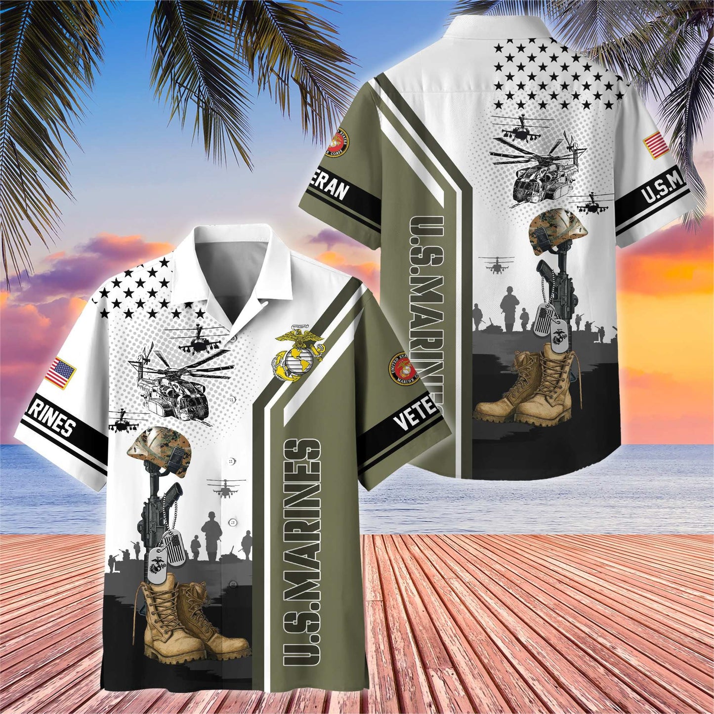 Premium US Veterans Hawaiian Shirt , Gifts For US Veterans, Gifts On Veterans Day.