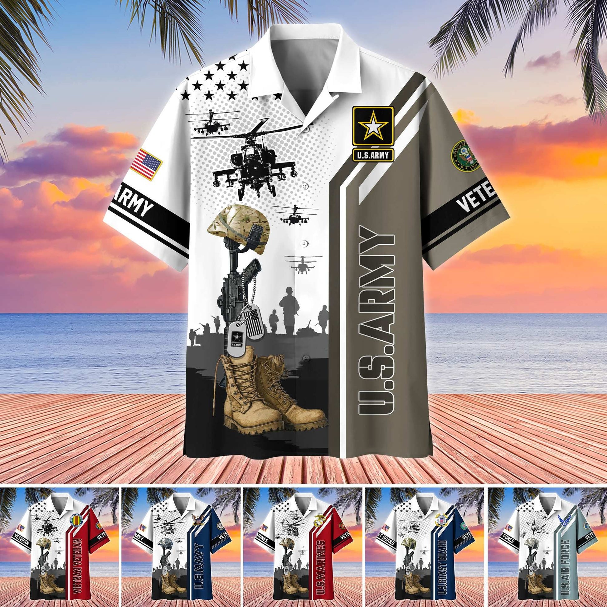 Premium US Veterans Hawaiian Shirt , Gifts For US Veterans, Gifts On Veterans Day.