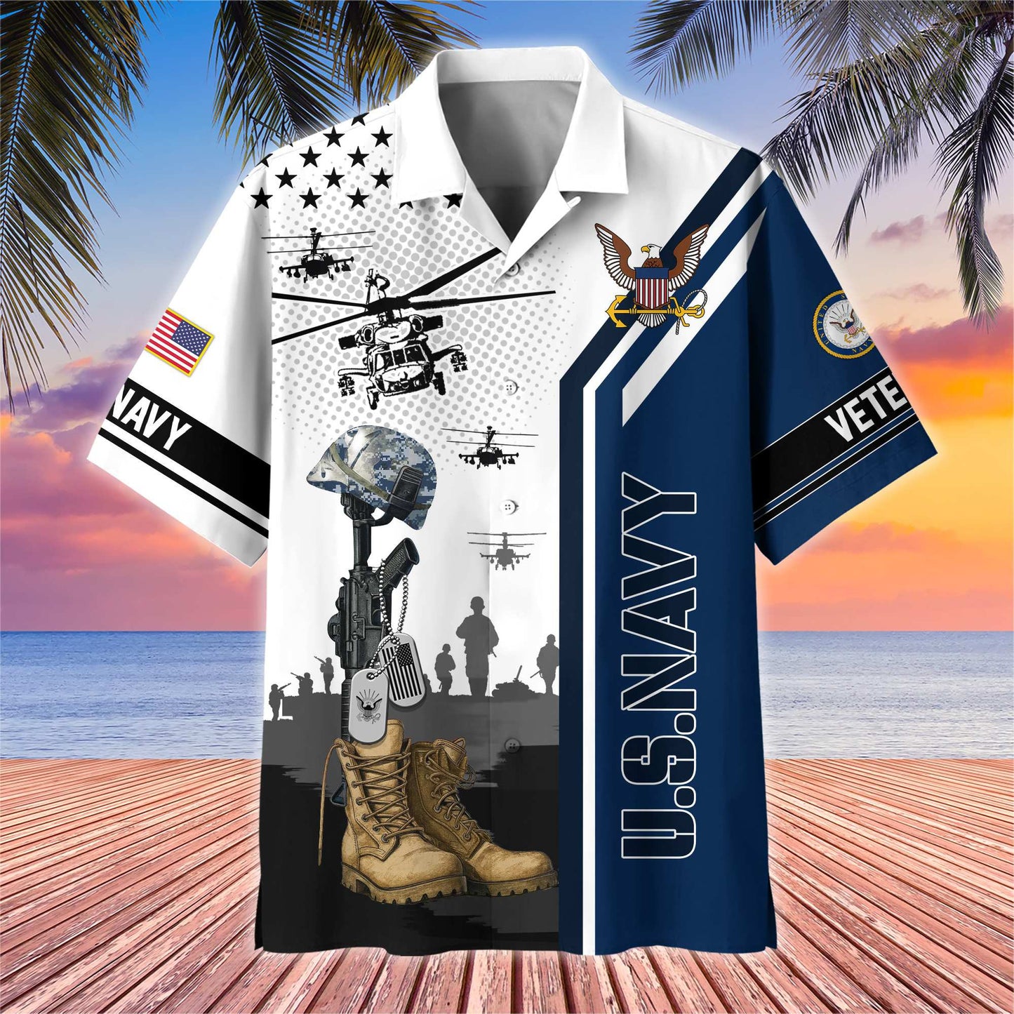 Premium US Veterans Hawaiian Shirt , Gifts For US Veterans, Gifts On Veterans Day.