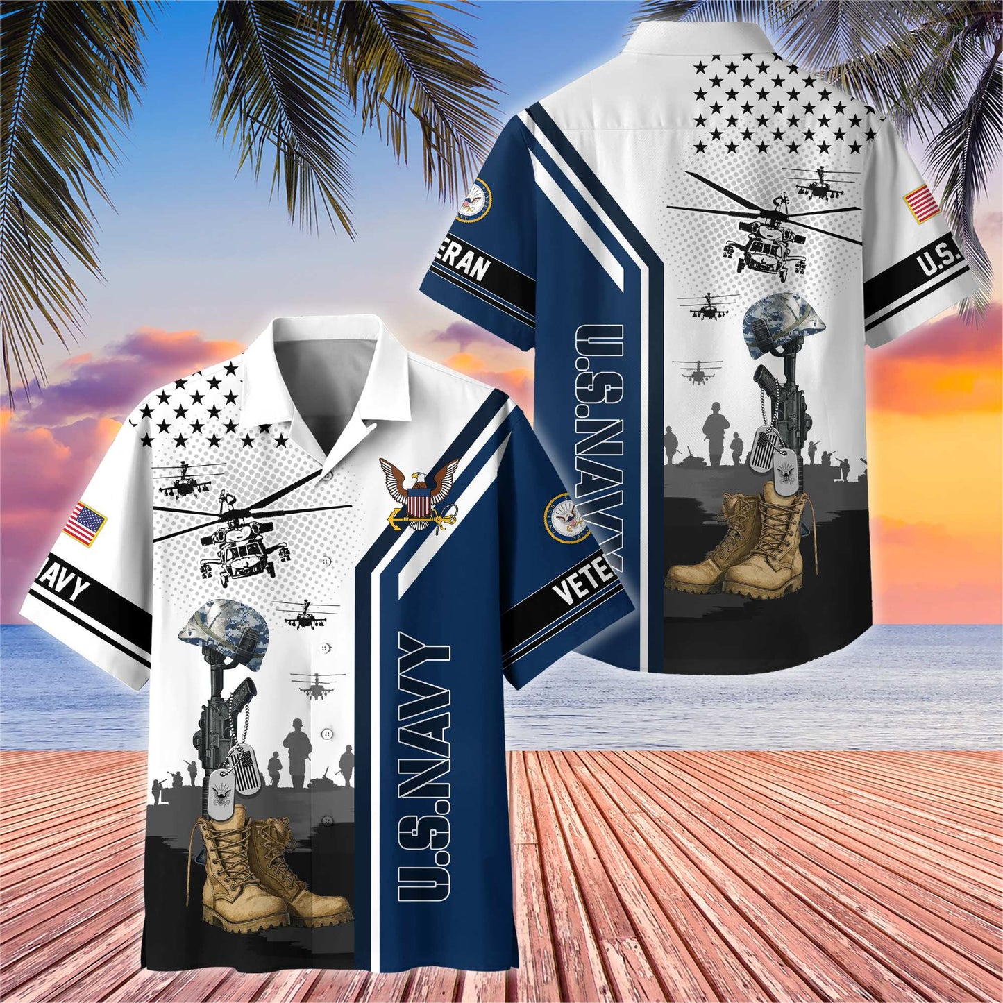 Premium US Veterans Hawaiian Shirt , Gifts For US Veterans, Gifts On Veterans Day.