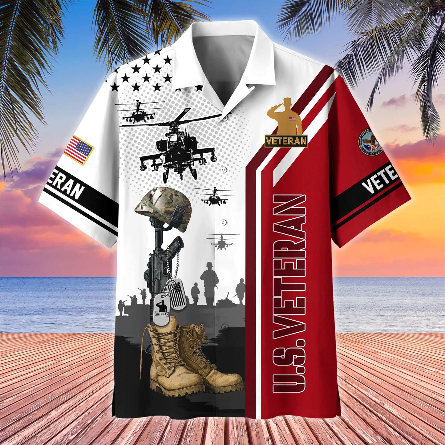 Premium US Veterans Hawaiian Shirt , Gifts For US Veterans, Gifts On Veterans Day.
