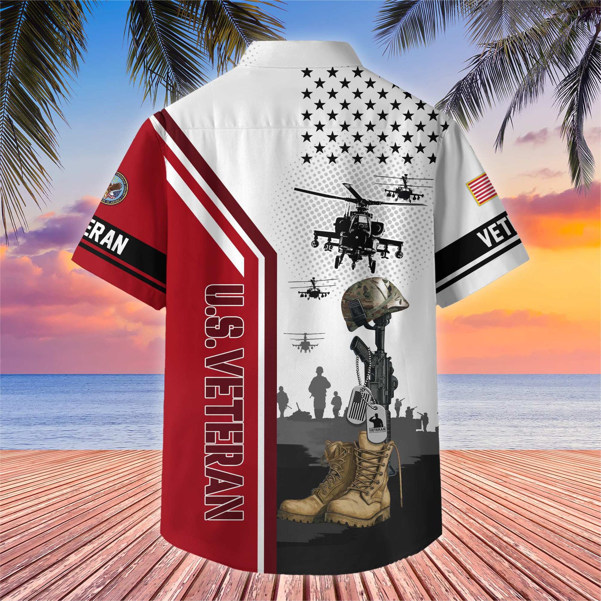 Premium US Veterans Hawaiian Shirt , Gifts For US Veterans, Gifts On Veterans Day.