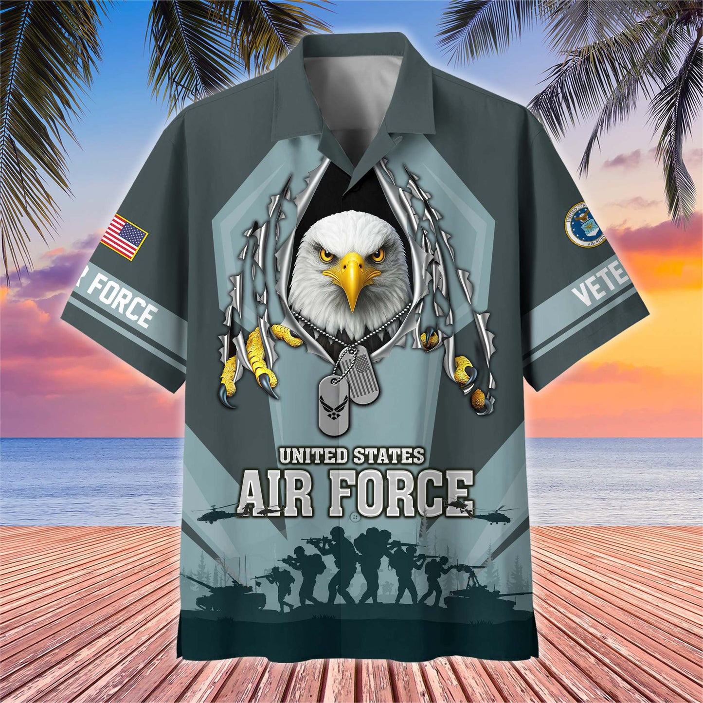 Premium US Veterans Hawaiian Shirt , Gifts For US Veterans, Gifts On Veterans Day.