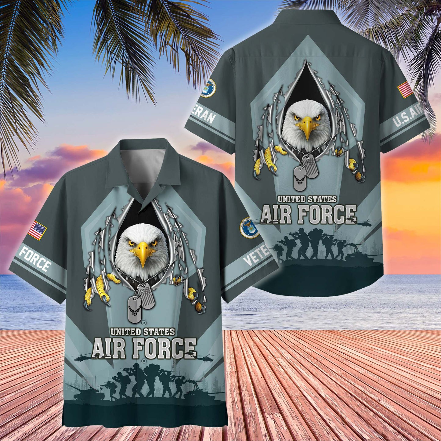 Premium US Veterans Hawaiian Shirt , Gifts For US Veterans, Gifts On Veterans Day.