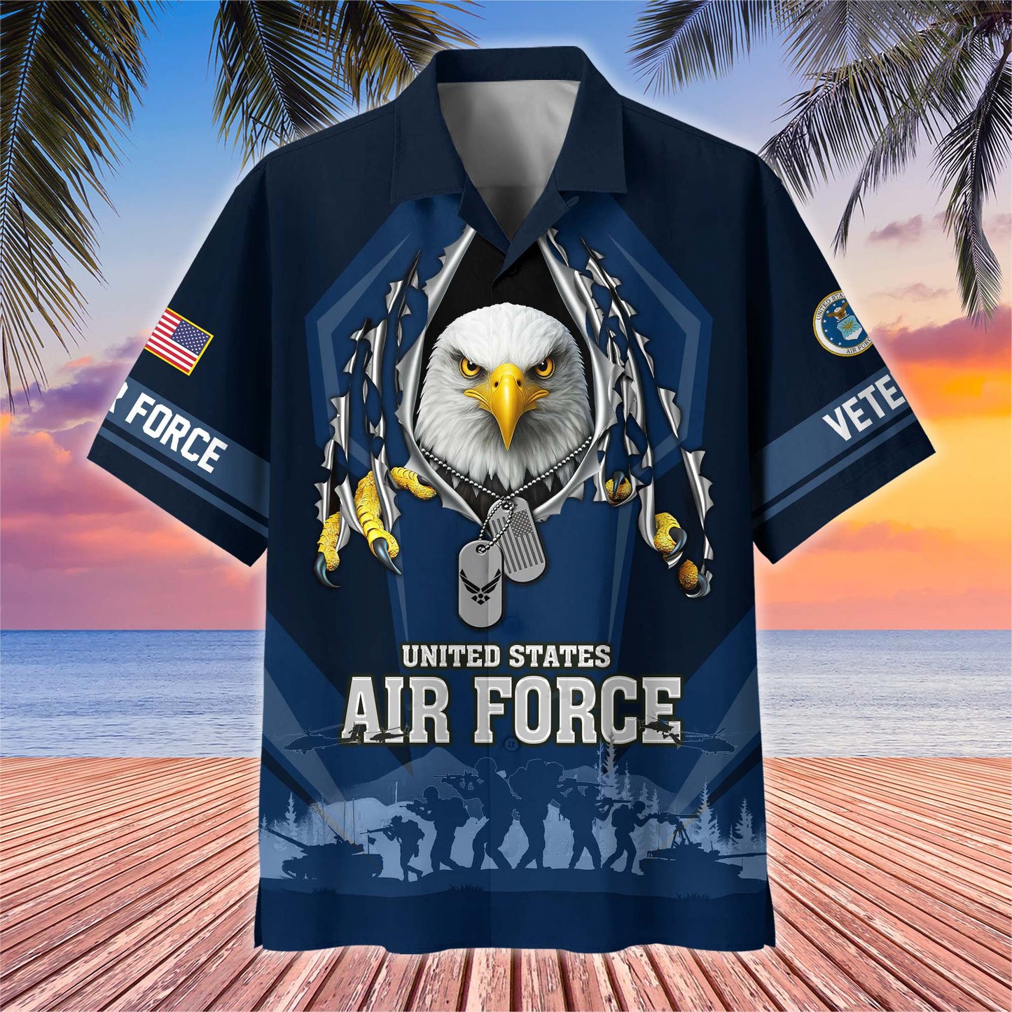 Premium US Veterans Hawaiian Shirt , Gifts For US Veterans, Gifts On Veterans Day.