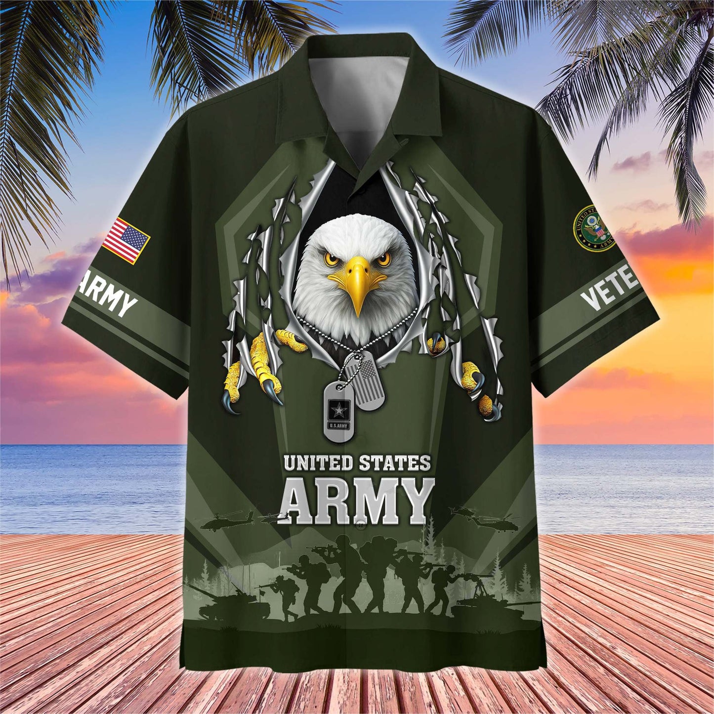 Premium US Veterans Hawaiian Shirt , Gifts For US Veterans, Gifts On Veterans Day.