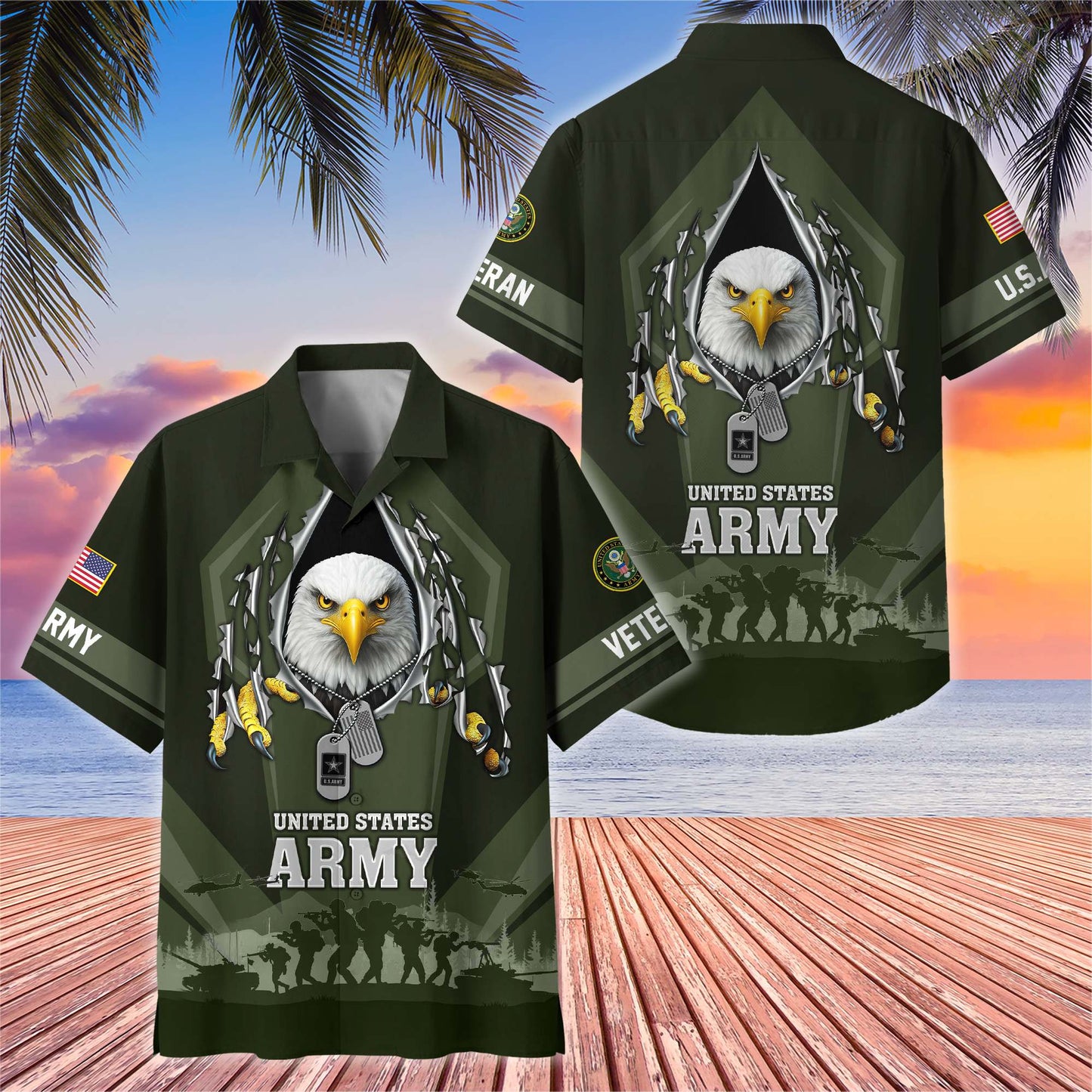 Premium US Veterans Hawaiian Shirt , Gifts For US Veterans, Gifts On Veterans Day.
