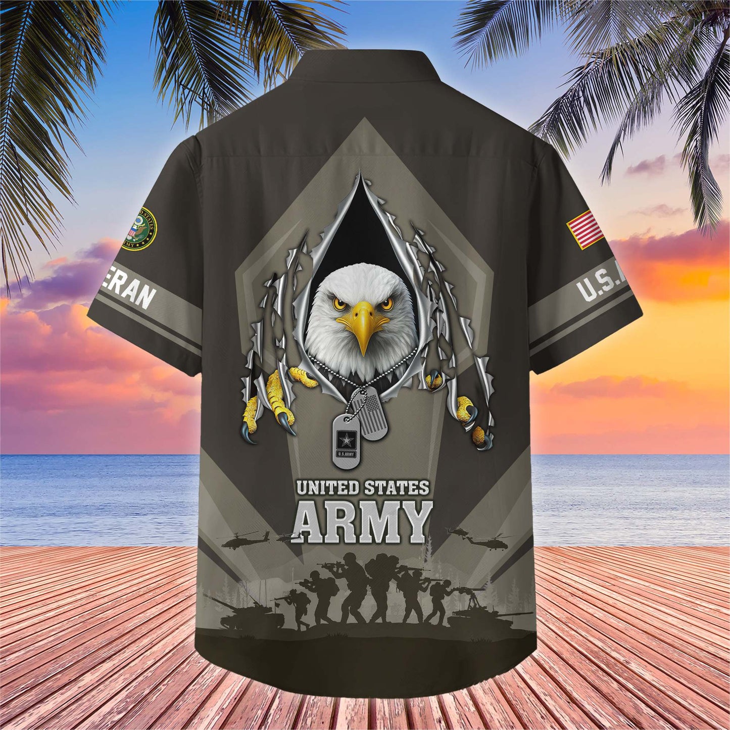 Premium US Veterans Hawaiian Shirt , Gifts For US Veterans, Gifts On Veterans Day.