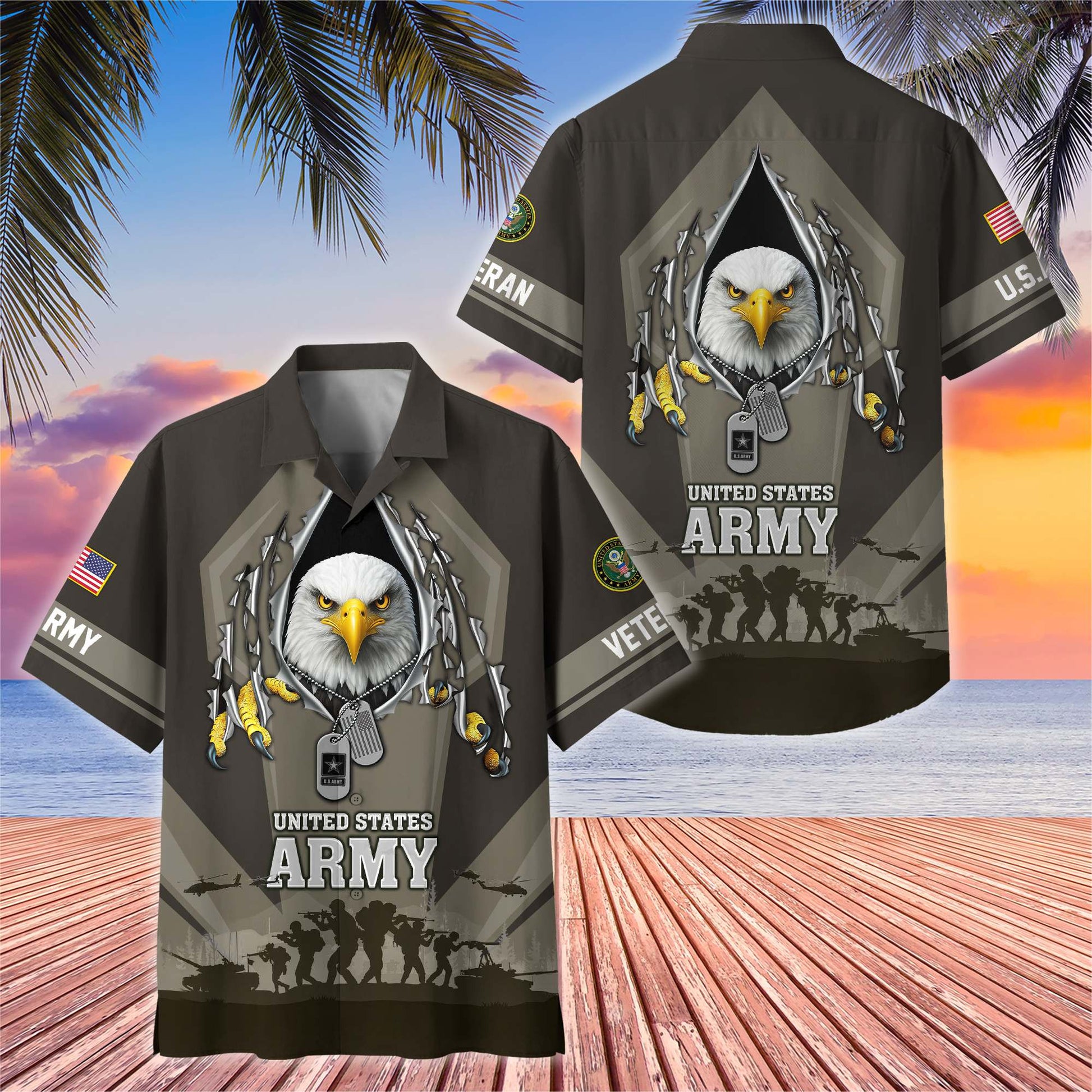 Premium US Veterans Hawaiian Shirt , Gifts For US Veterans, Gifts On Veterans Day.