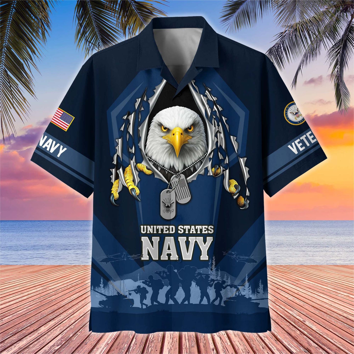 Premium US Veterans Hawaiian Shirt , Gifts For US Veterans, Gifts On Veterans Day.
