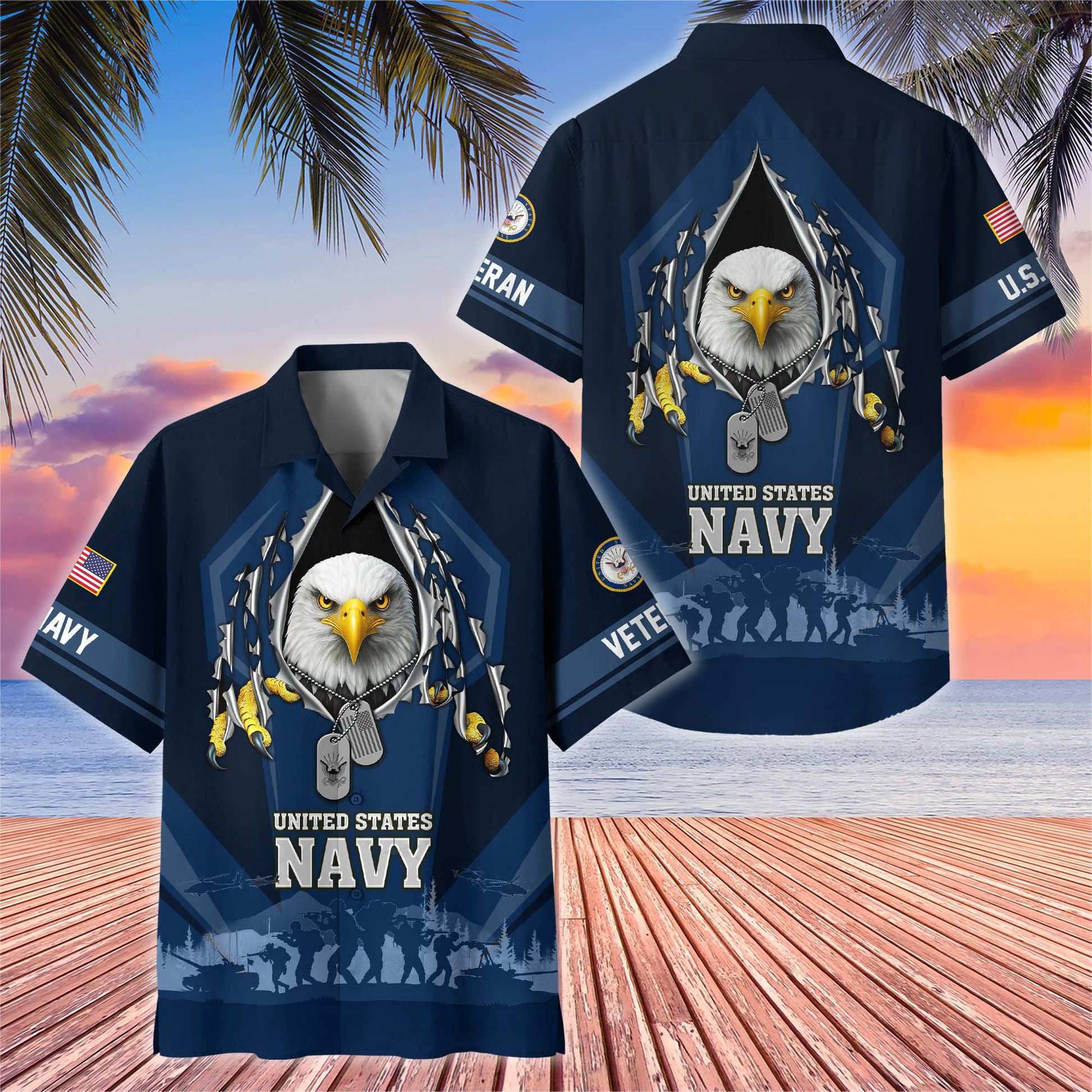 Premium US Veterans Hawaiian Shirt , Gifts For US Veterans, Gifts On Veterans Day.