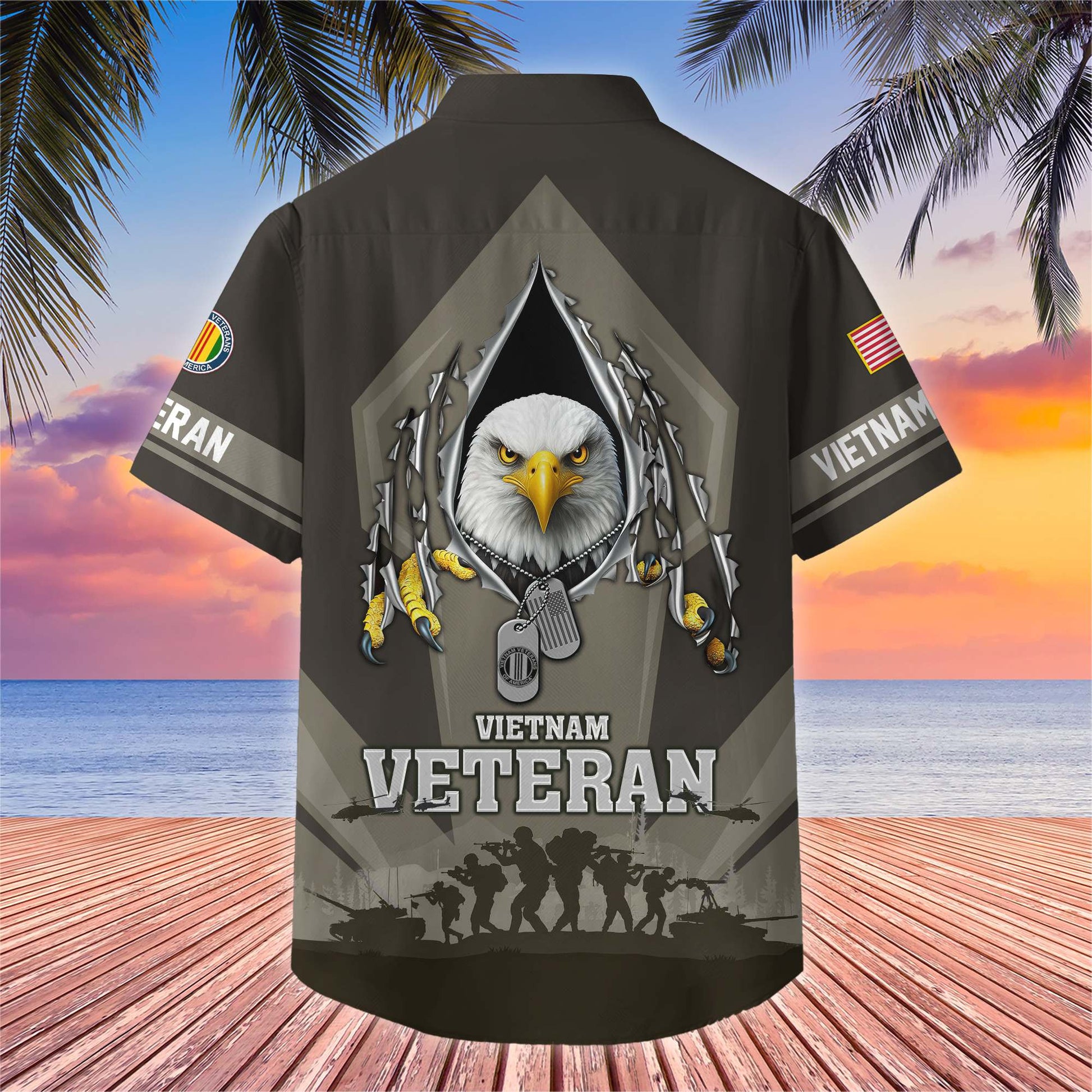 Premium US Veterans Hawaiian Shirt , Gifts For US Veterans, Gifts On Veterans Day.
