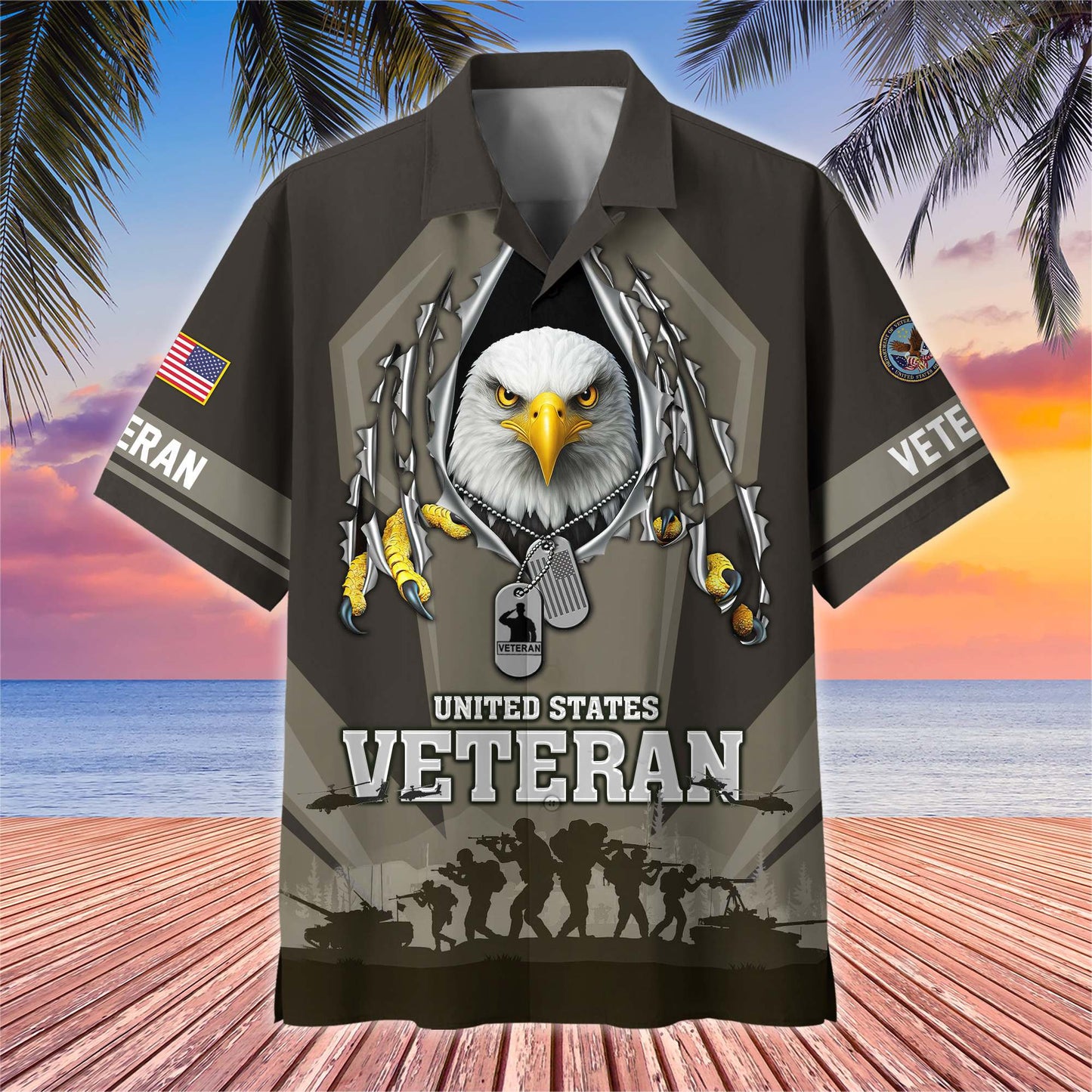 Premium US Veterans Hawaiian Shirt , Gifts For US Veterans, Gifts On Veterans Day.