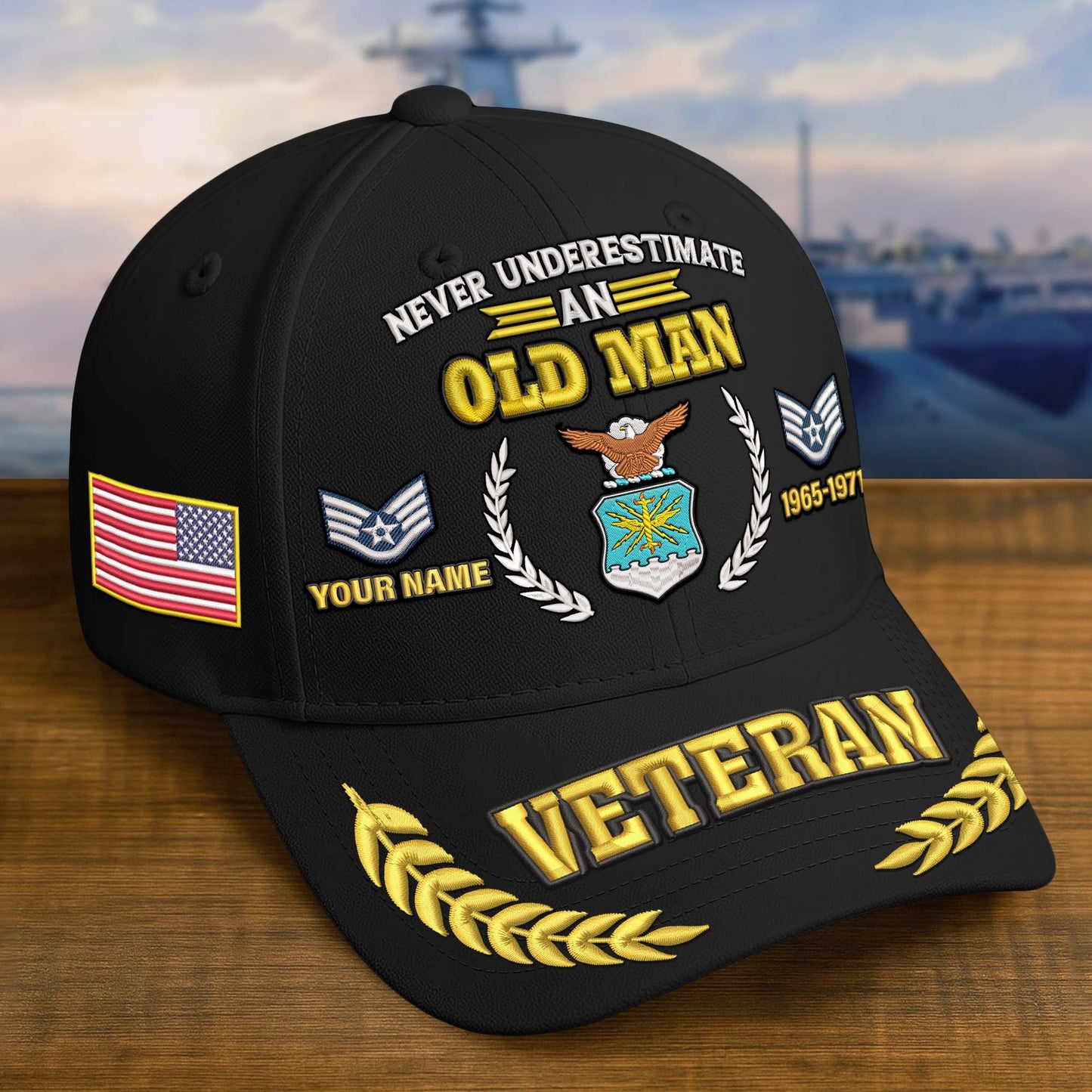 Premium Embroidered US Veterans Hats, Custom Name, Rank & Year, Gifts for US Veterans, Gifts on Veterans Day