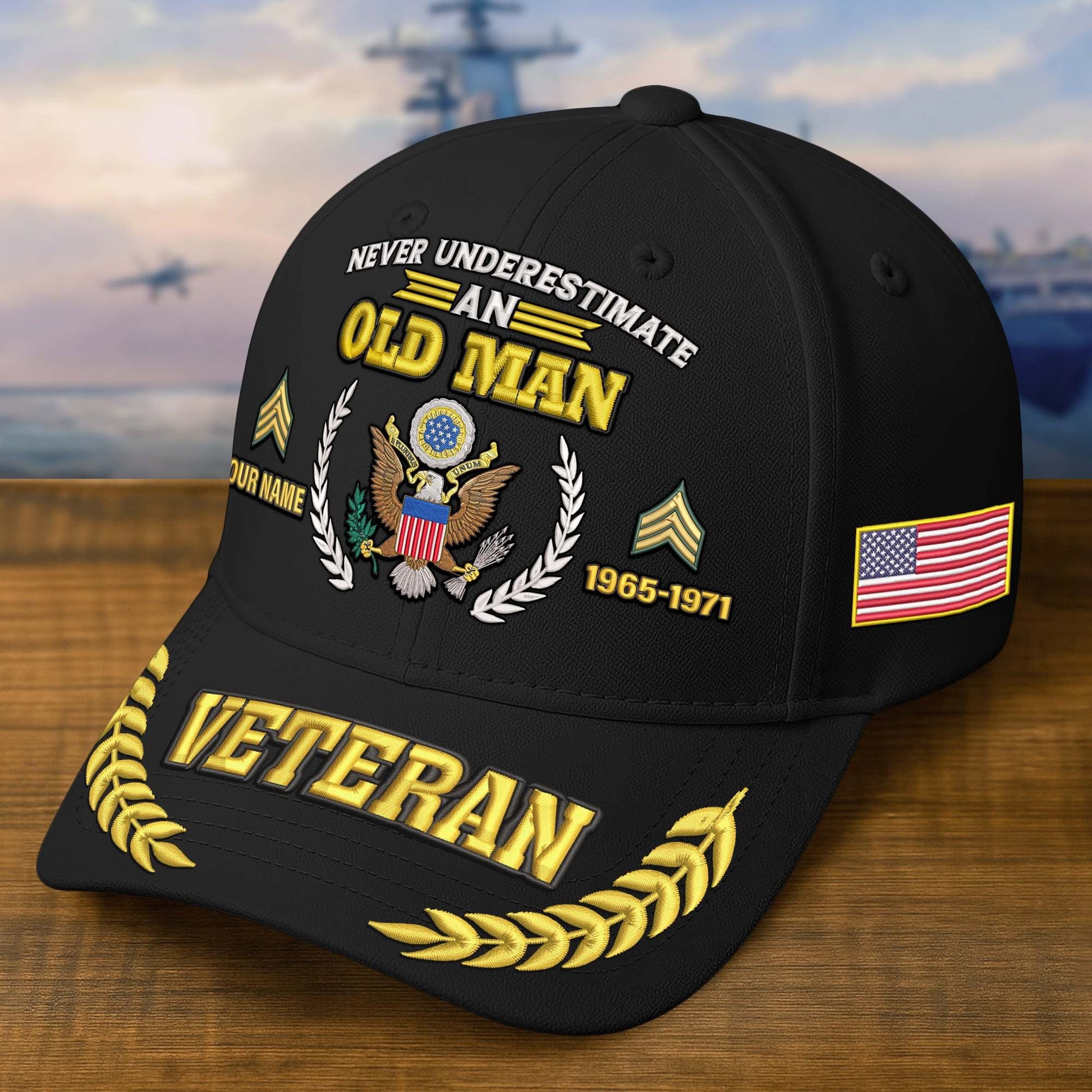 Premium Embroidered US Veterans Hats, Custom Name, Rank & Year, Gifts for US Veterans, Gifts on Veterans Day
