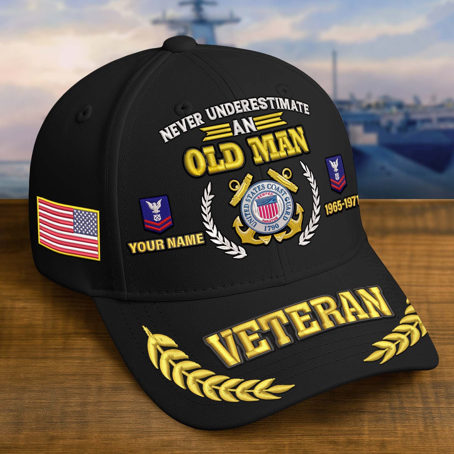 Premium Embroidered US Veterans Hats, Custom Name, Rank & Year, Gifts for US Veterans, Gifts on Veterans Day