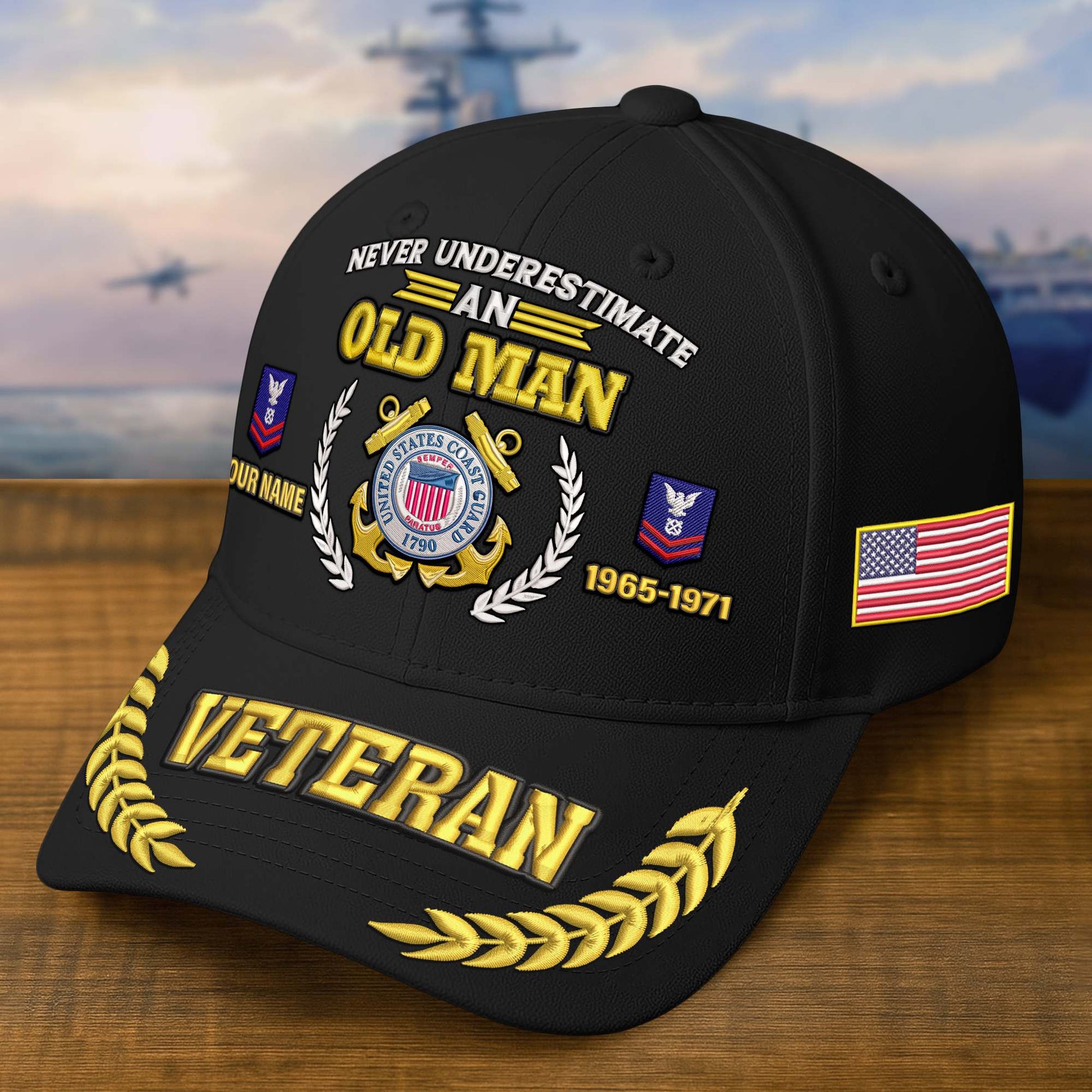Premium Embroidered US Veterans Hats, Custom Name, Rank & Year, Gifts for US Veterans, Gifts on Veterans Day