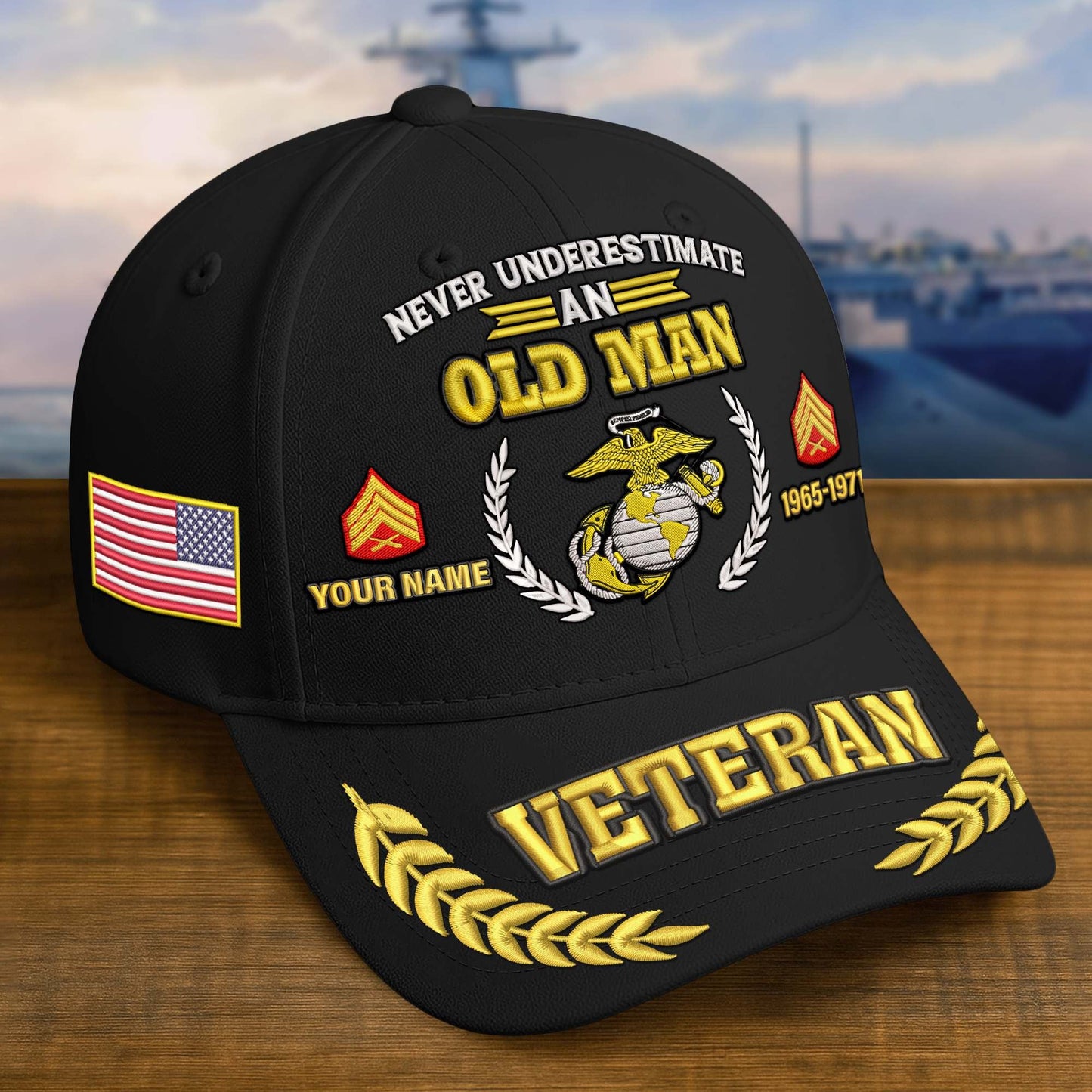 Premium Embroidered US Veterans Hats, Custom Name, Rank & Year, Gifts for US Veterans, Gifts on Veterans Day