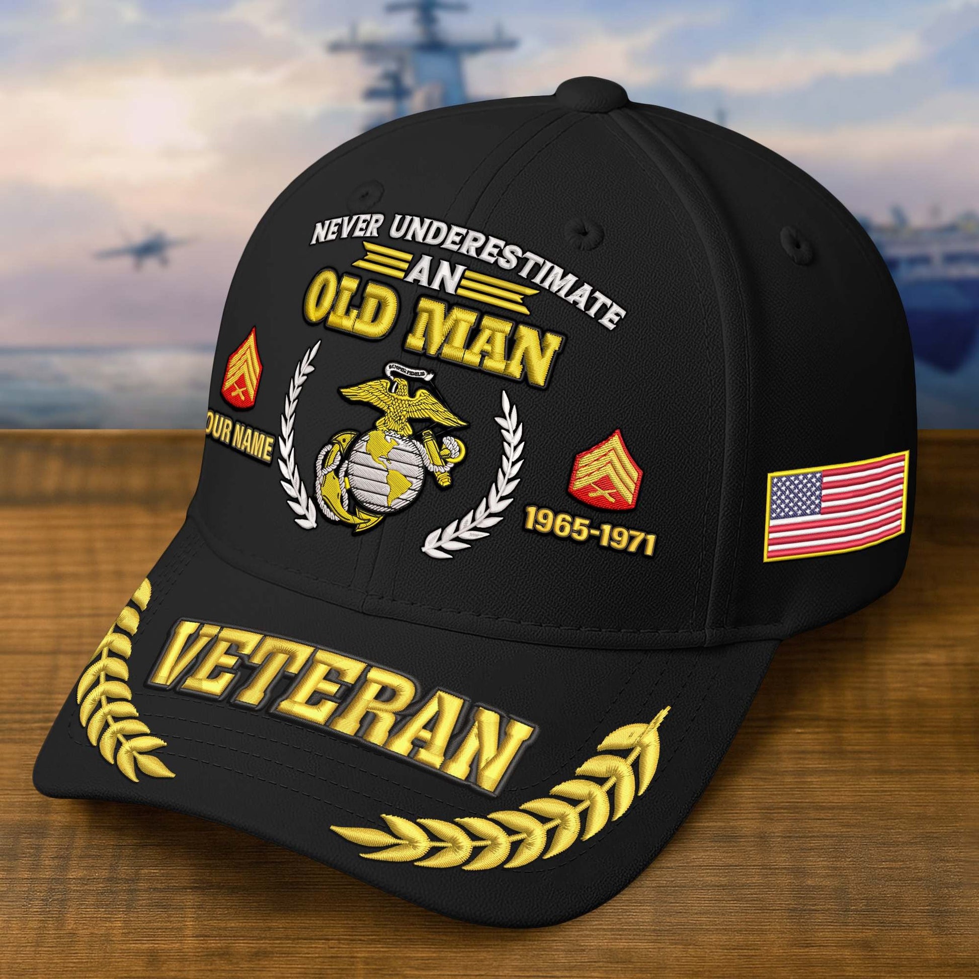 Premium Embroidered US Veterans Hats, Custom Name, Rank & Year, Gifts for US Veterans, Gifts on Veterans Day