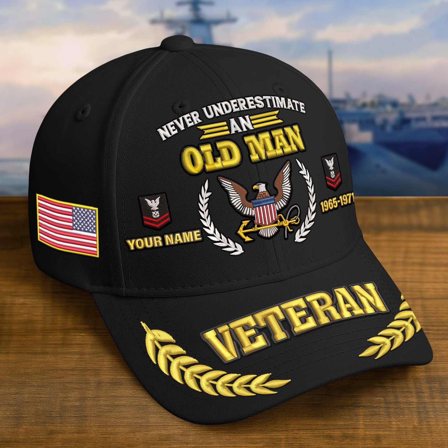Premium Embroidered US Veterans Hats, Custom Name, Rank & Year, Gifts for US Veterans, Gifts on Veterans Day