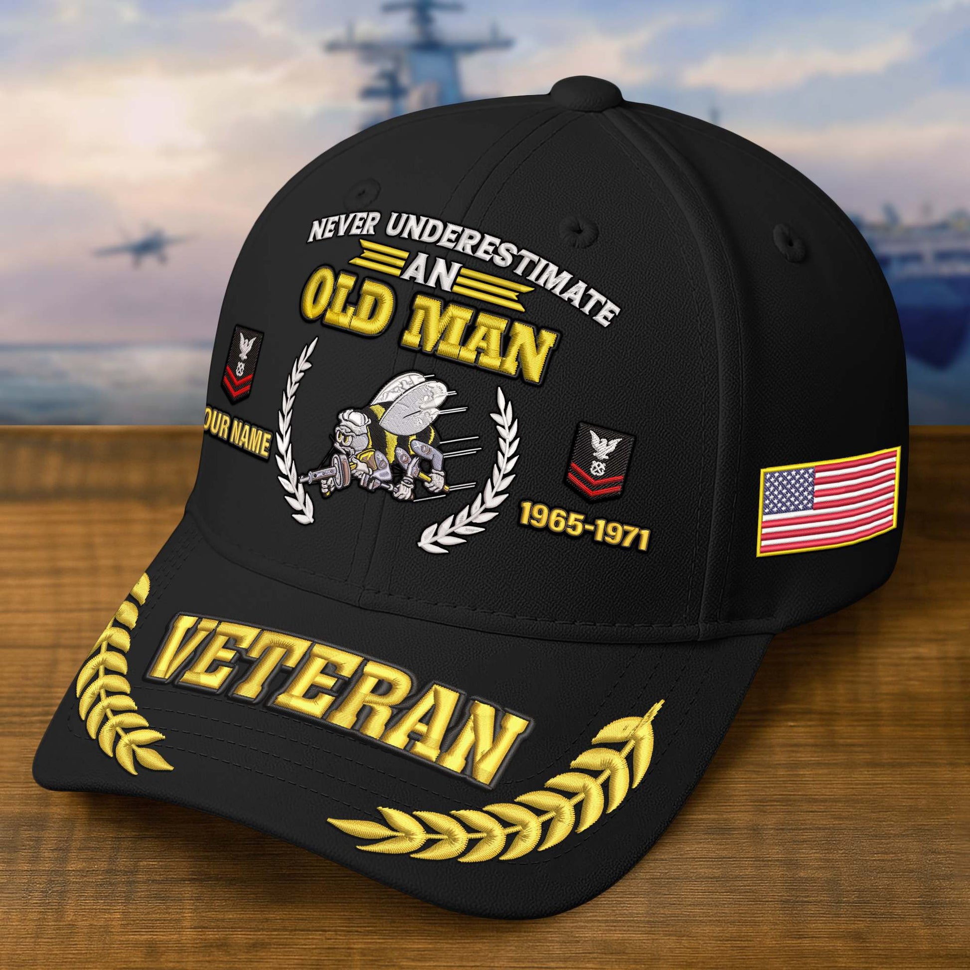 Premium Embroidered US Veterans Hats, Custom Name, Rank & Year, Gifts for US Veterans, Gifts on Veterans Day