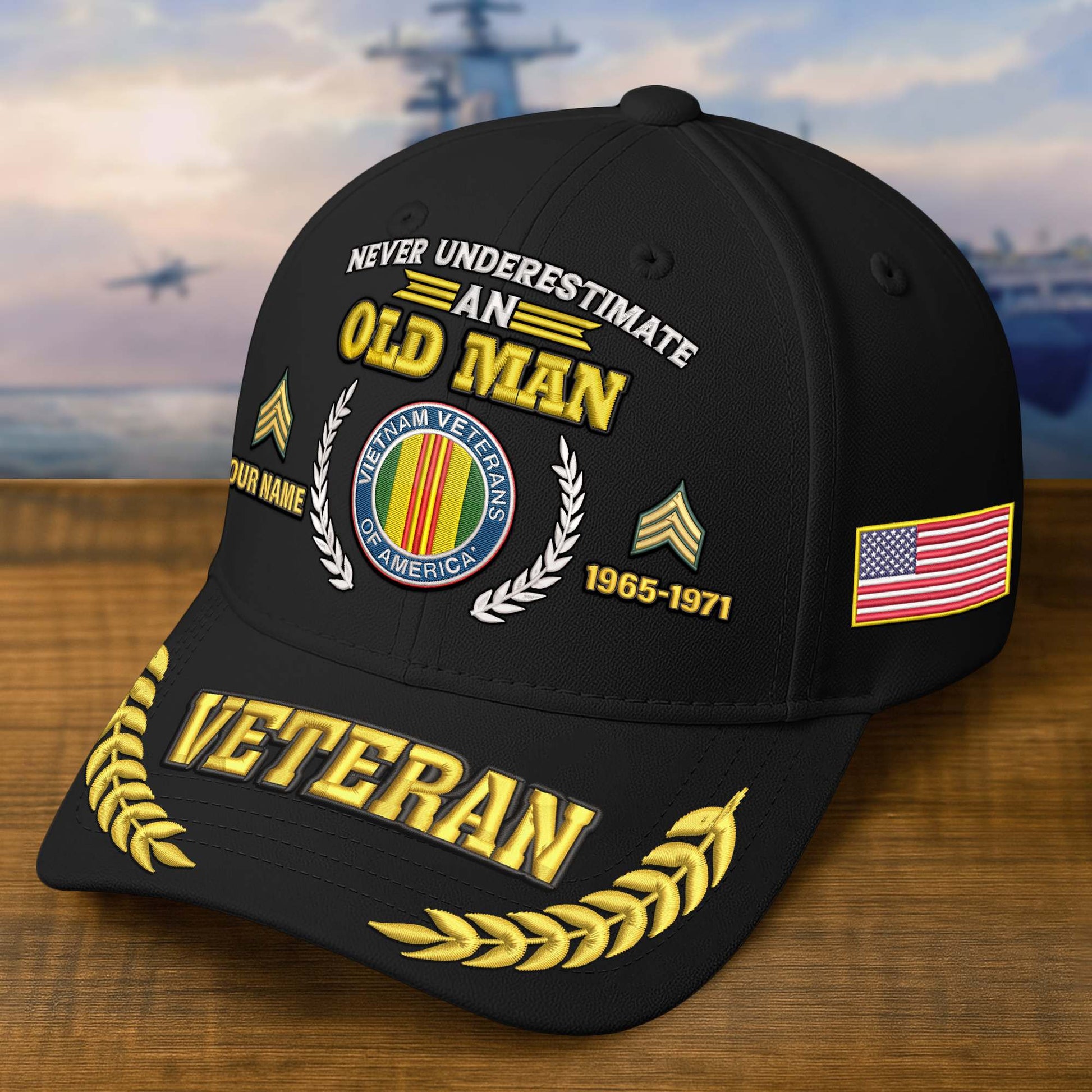 Premium Embroidered US Veterans Hats, Custom Name, Rank & Year, Gifts for US Veterans, Gifts on Veterans Day